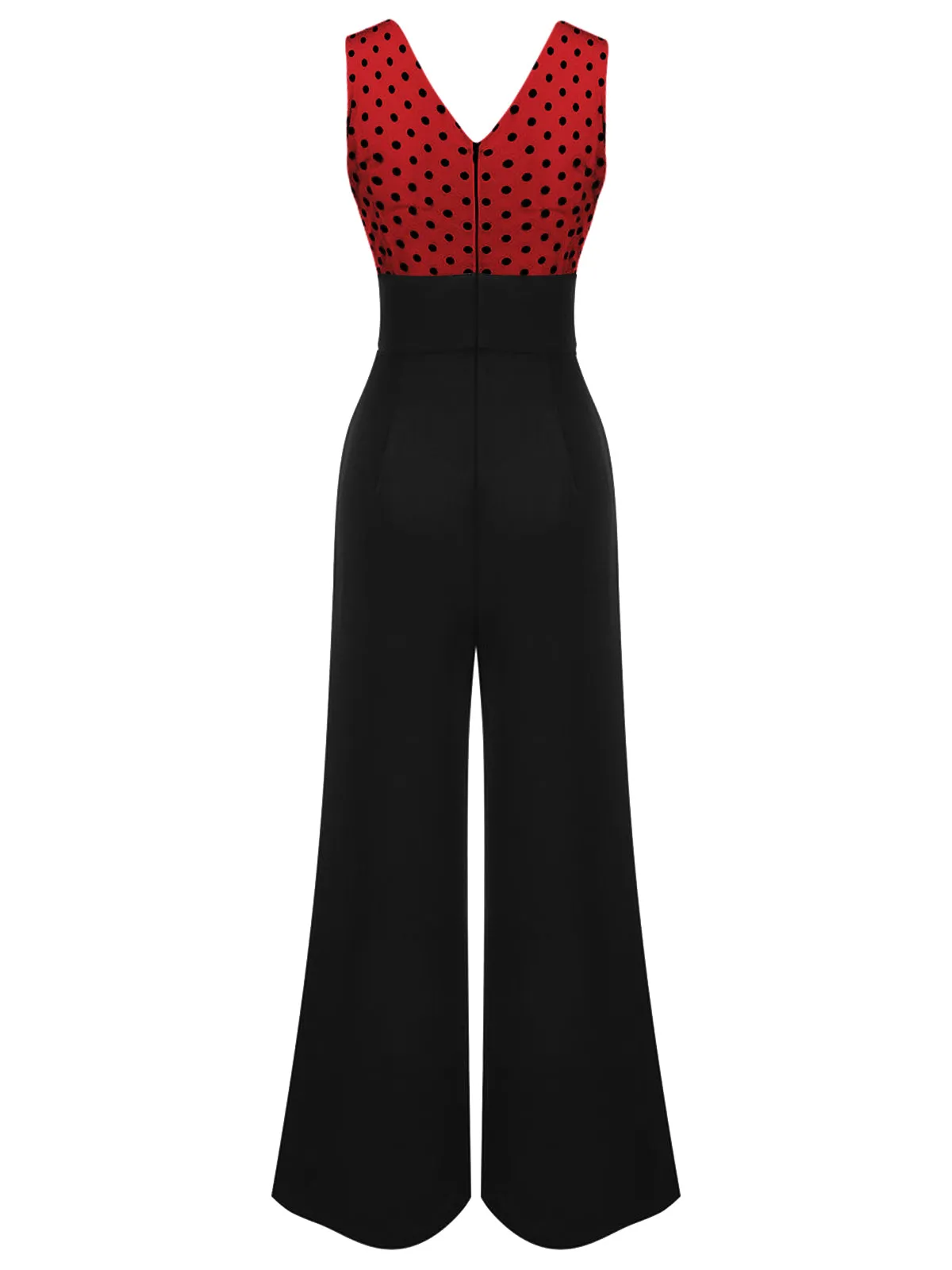 1930s Polka Dot Patchwork Button Jumpsuit