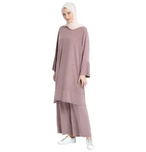 Abaci Modest Oversized Striped Tunic & Pant Set 13123