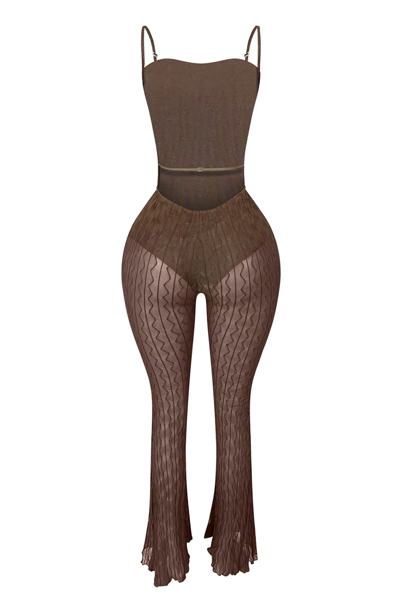 Alexi Mesh Textured Jumpsuit With Shrug