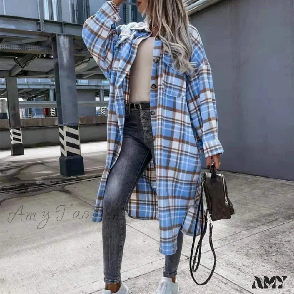 Amy Fashion - Winter Casual Turn-down Collar Wool Coat Long Sleeve Loose Outwear