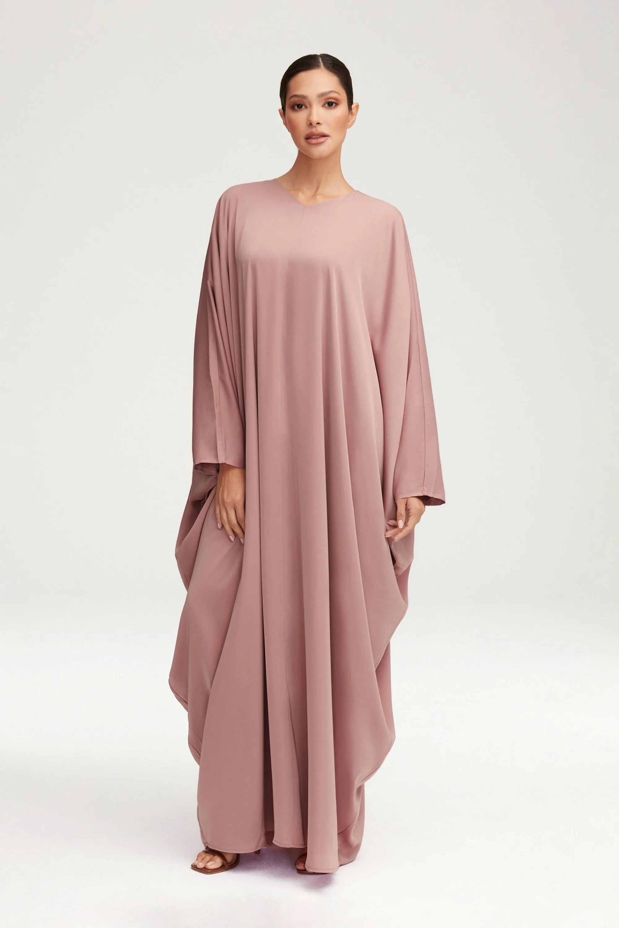 Anisa Satin Kaftan - Dusty Rose