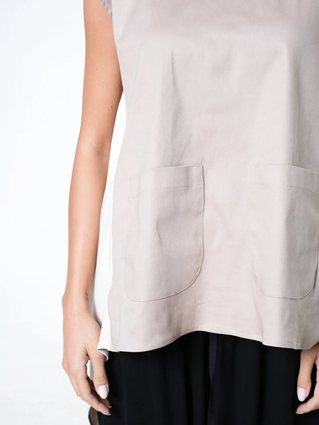 Asymmetric Tunic With Open Back In Beige