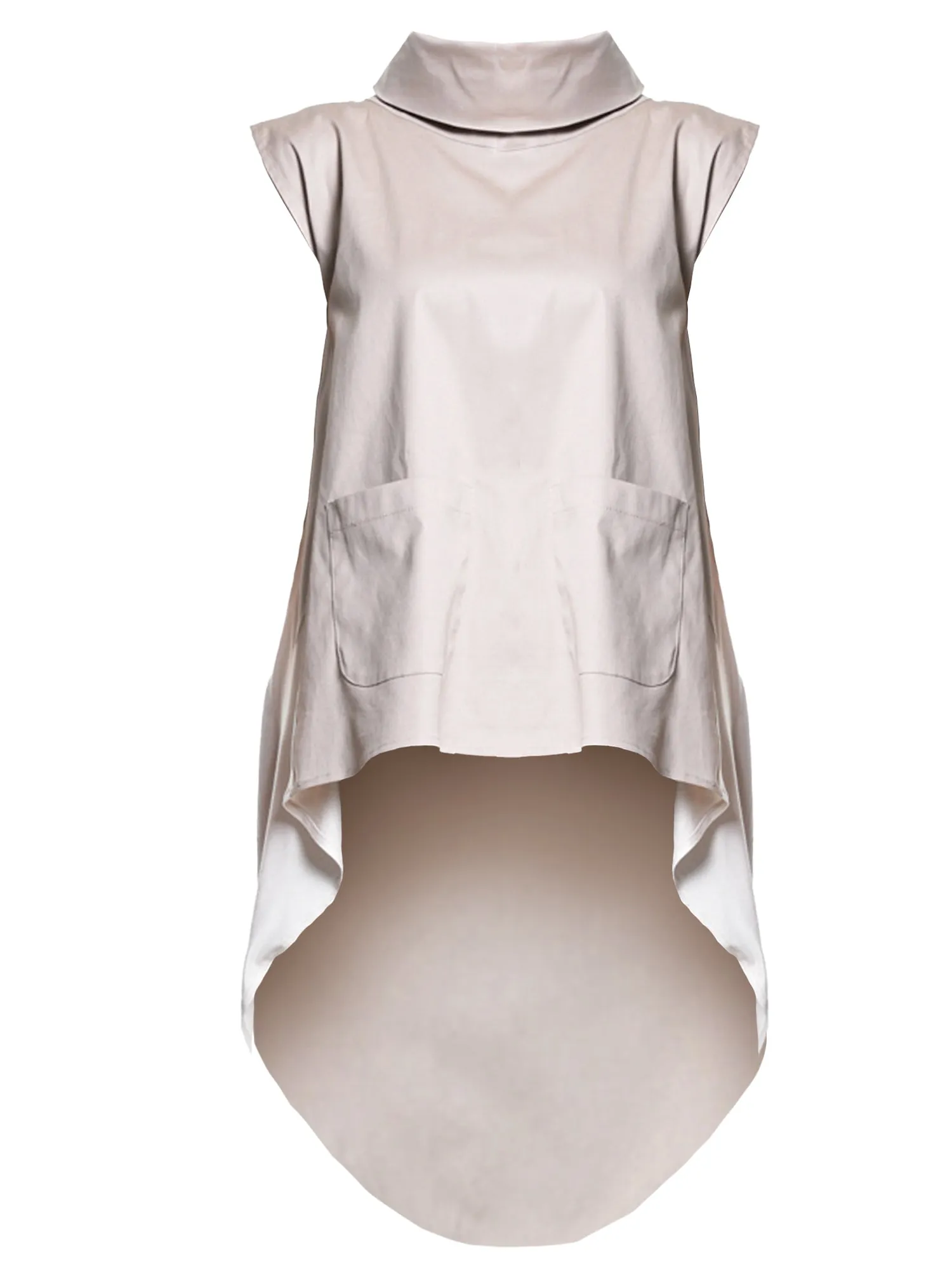 Asymmetric Tunic With Open Back In Beige