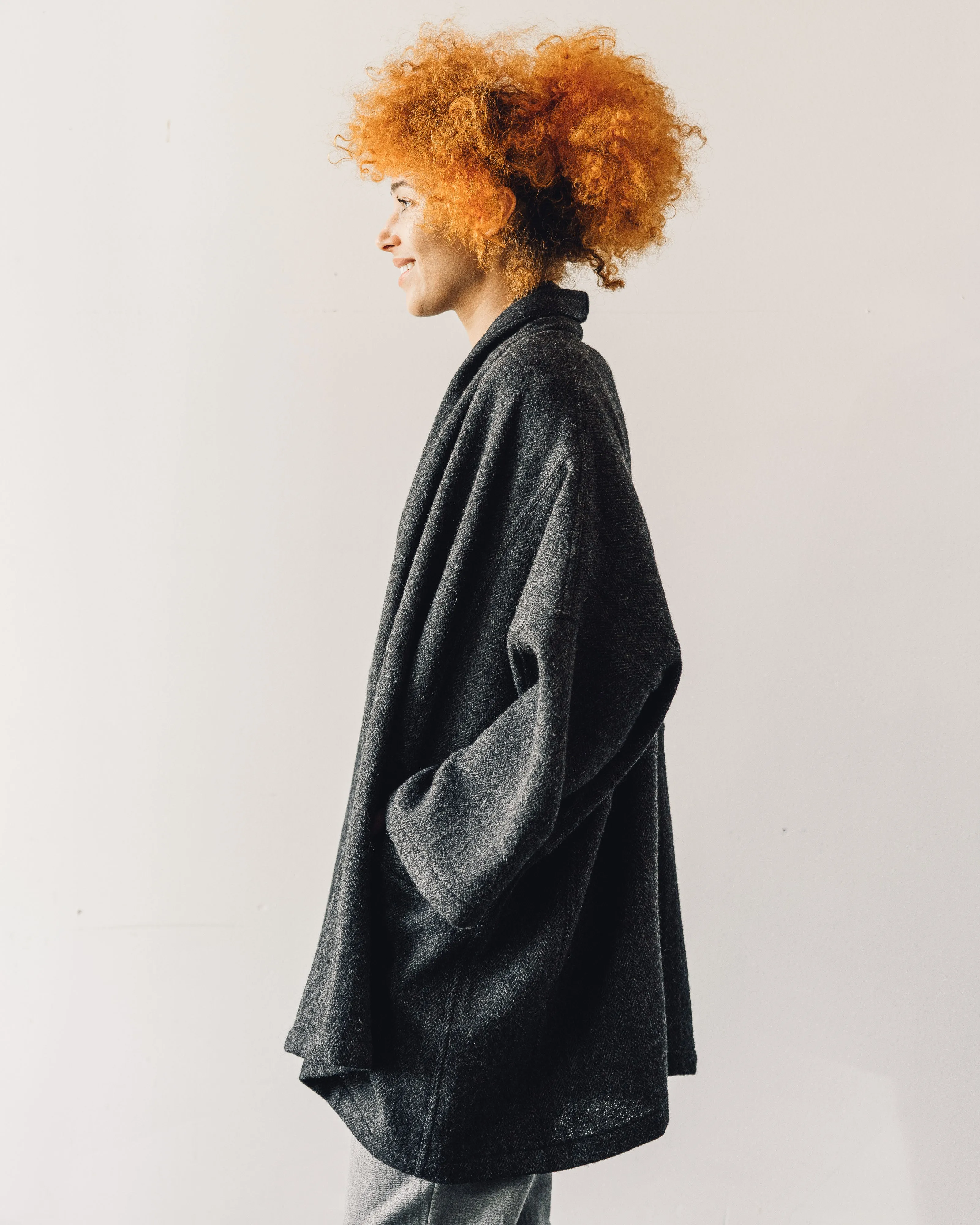 Atelier Delphine Haori Coat, Deep Sea Herringbone