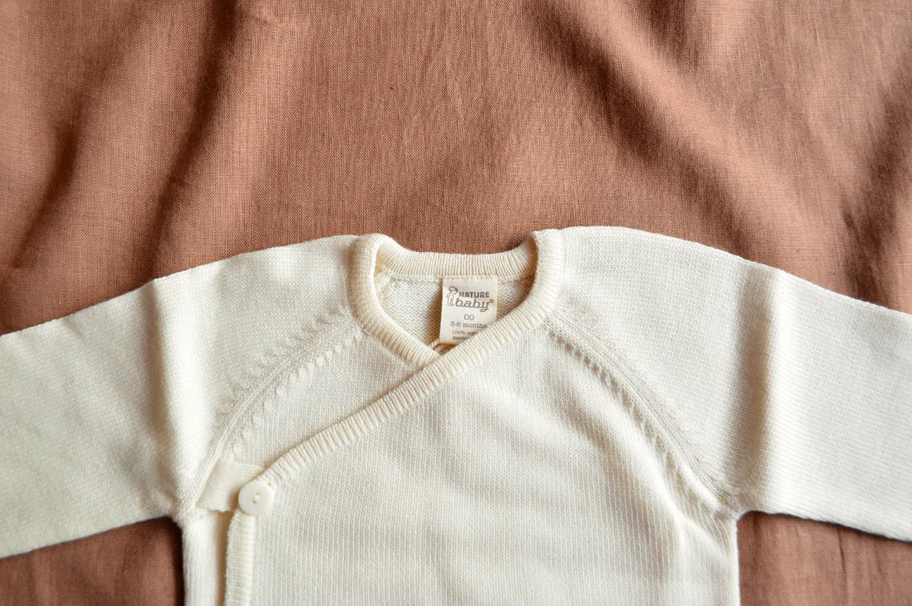 Baby Kimono Jacket - 100% Organic Merino - Natural (0-12m)