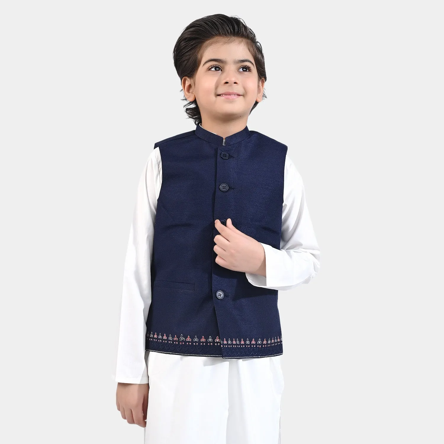 Boys Raw Silk Waistcoat ROYAL-R/Blue