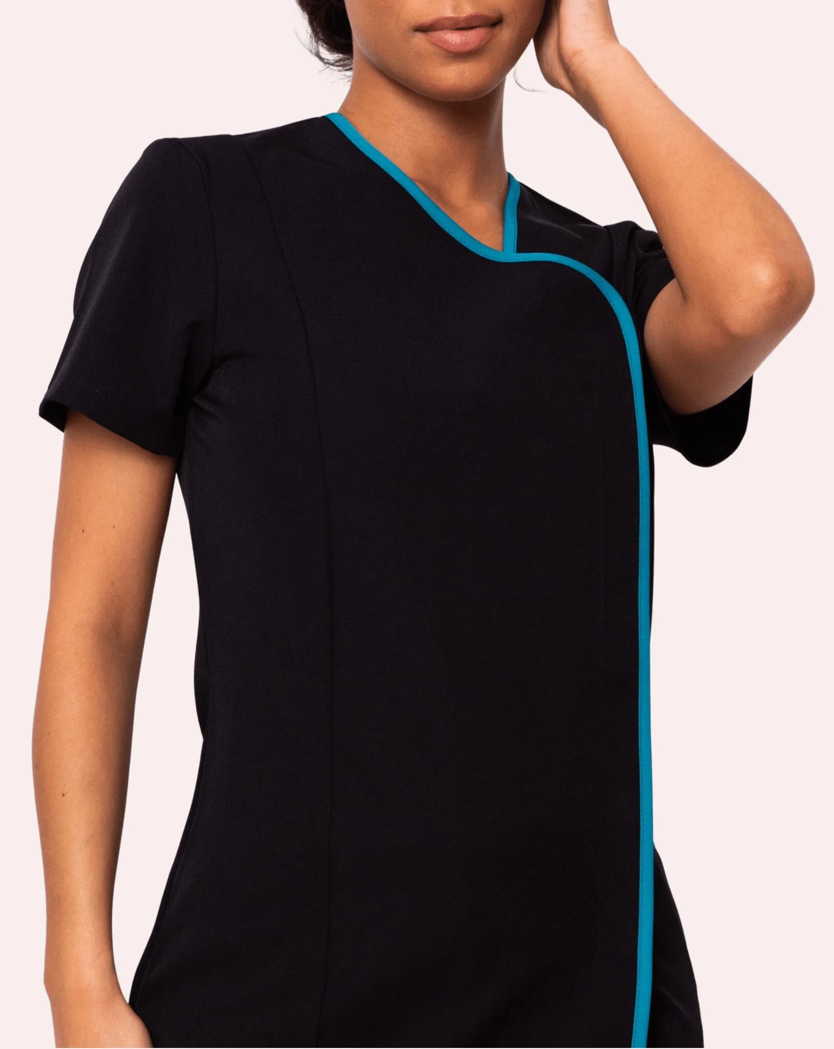 Charm Asymmetric Tunic - Black / Teal