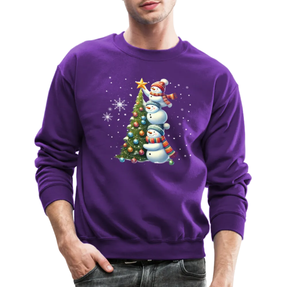 Cute Snowman Decorating Christmas Tree Sweatshirt