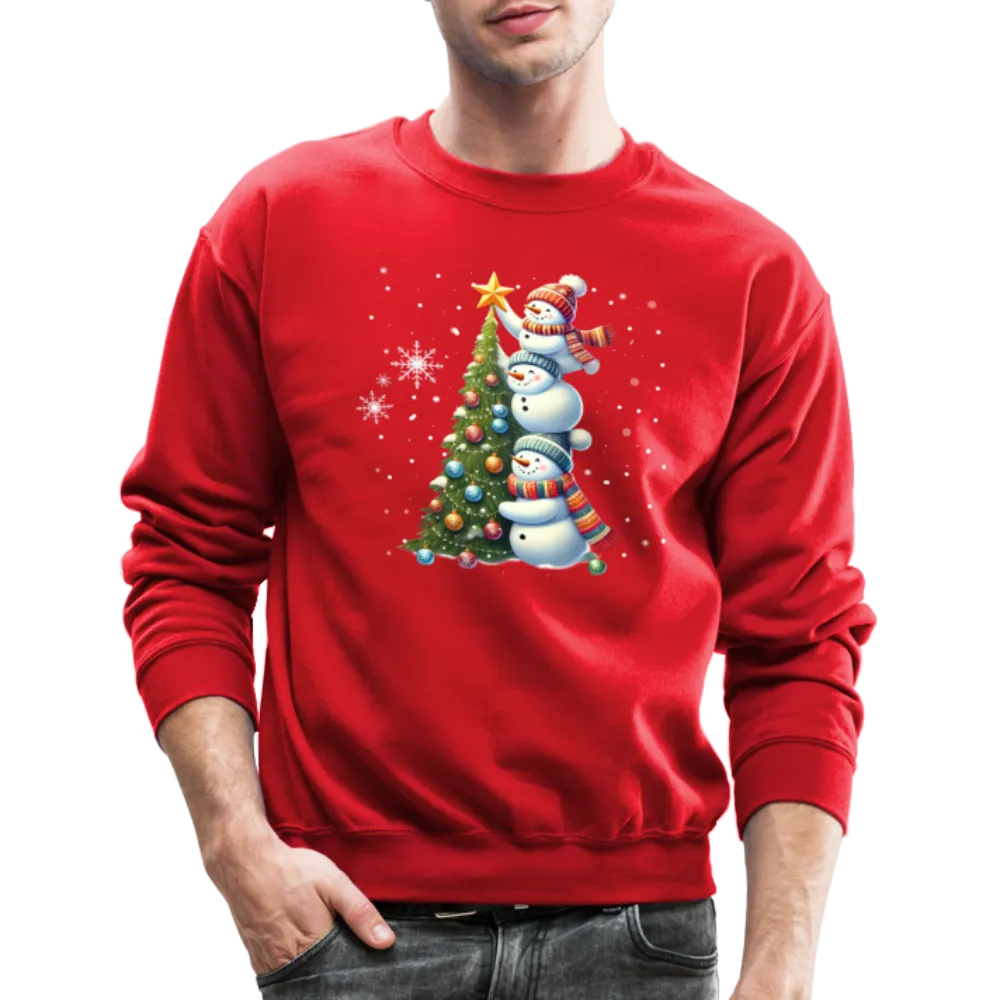 Cute Snowman Decorating Christmas Tree Sweatshirt