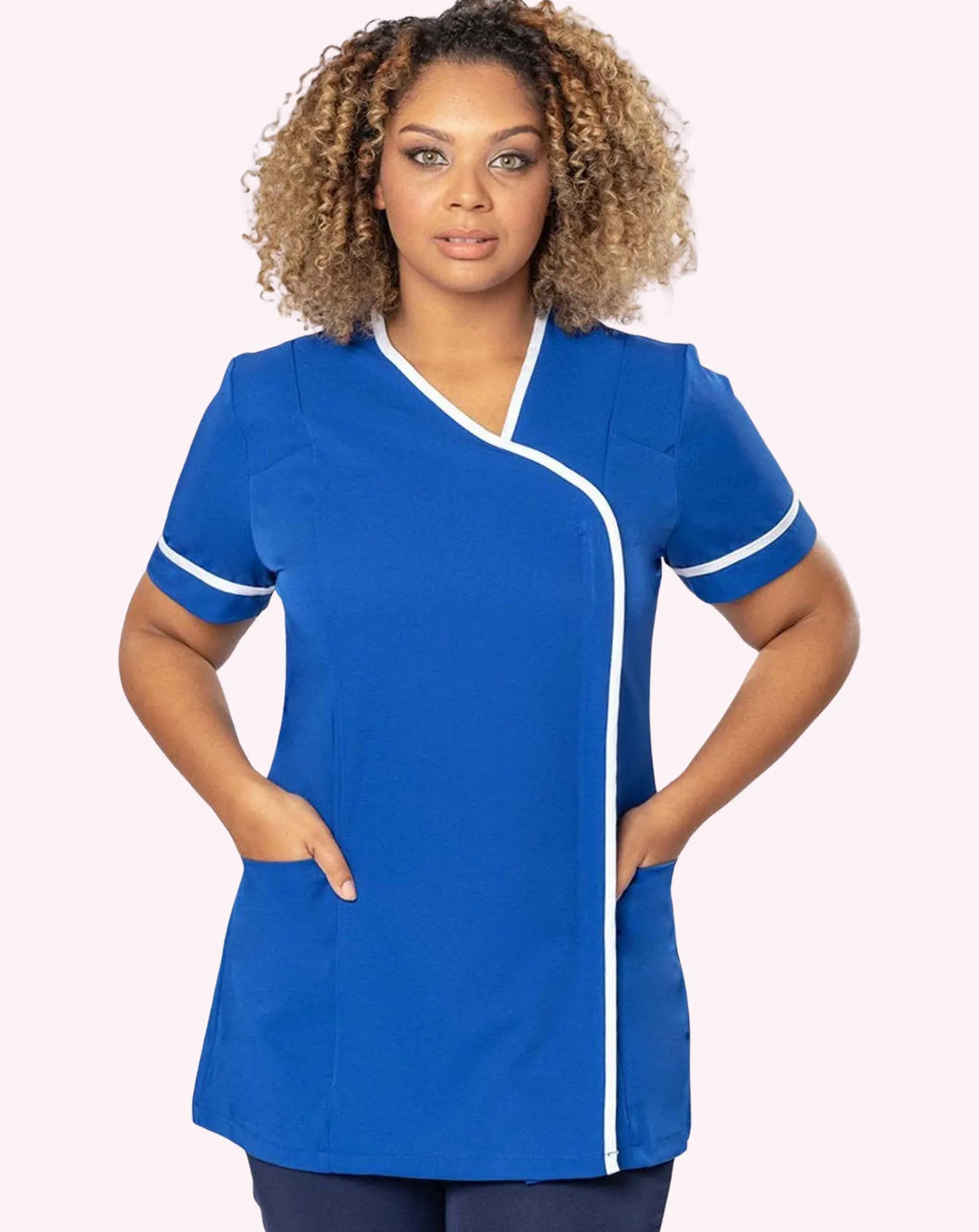 Delamere Asymmetric Contrast Trim Healthcare Tunic