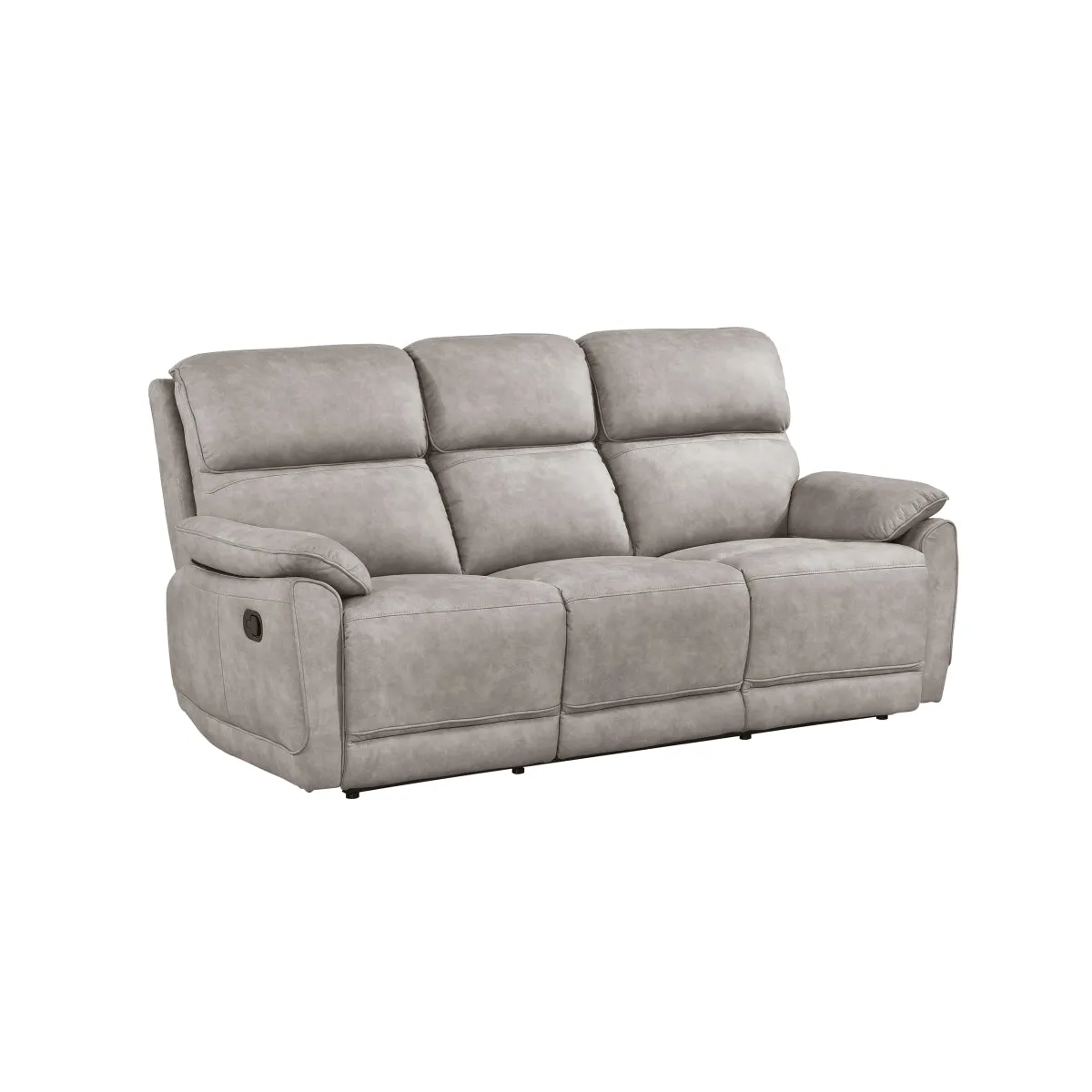 Double Reclining Sofa with Taupe Microfiber Upholstery