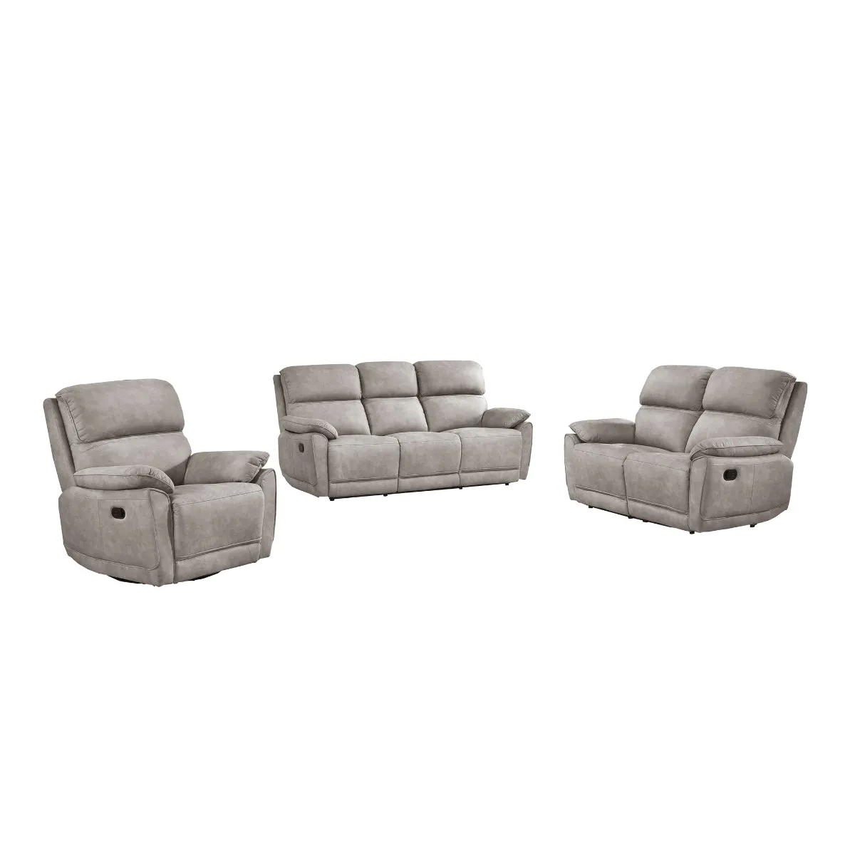 Double Reclining Sofa with Taupe Microfiber Upholstery