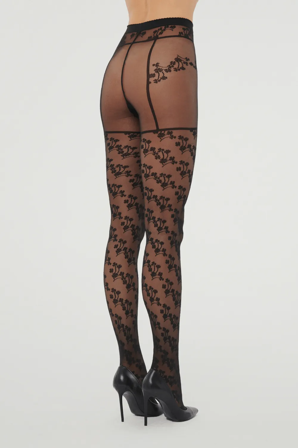 Floral Suspender Tights, Size XS