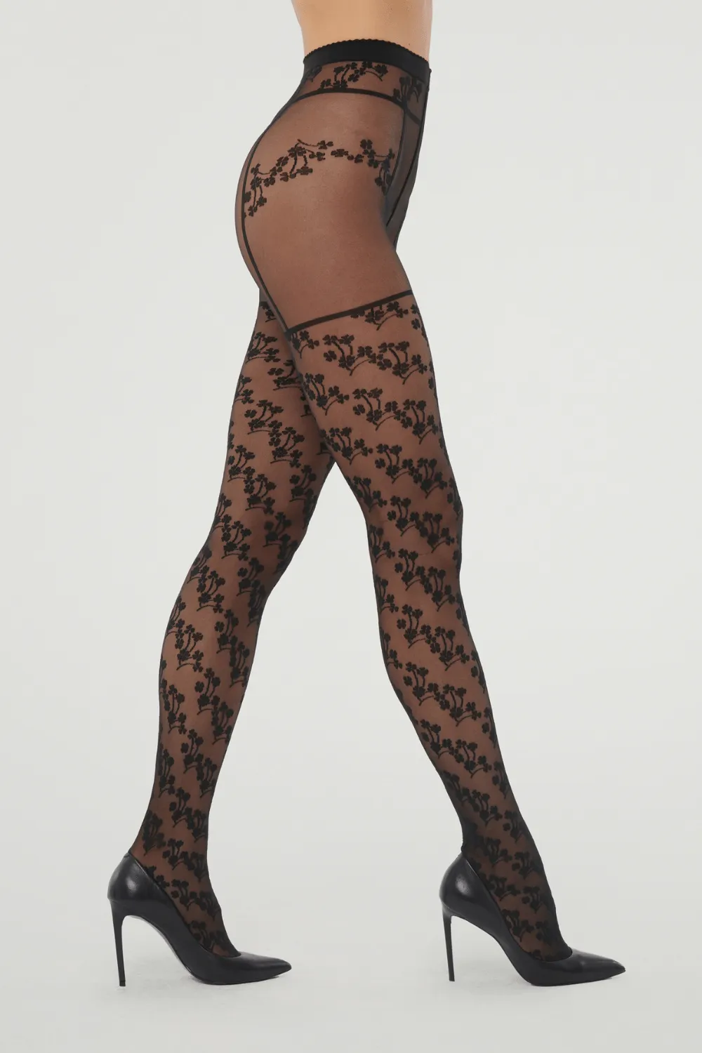 Floral Suspender Tights, Size XS