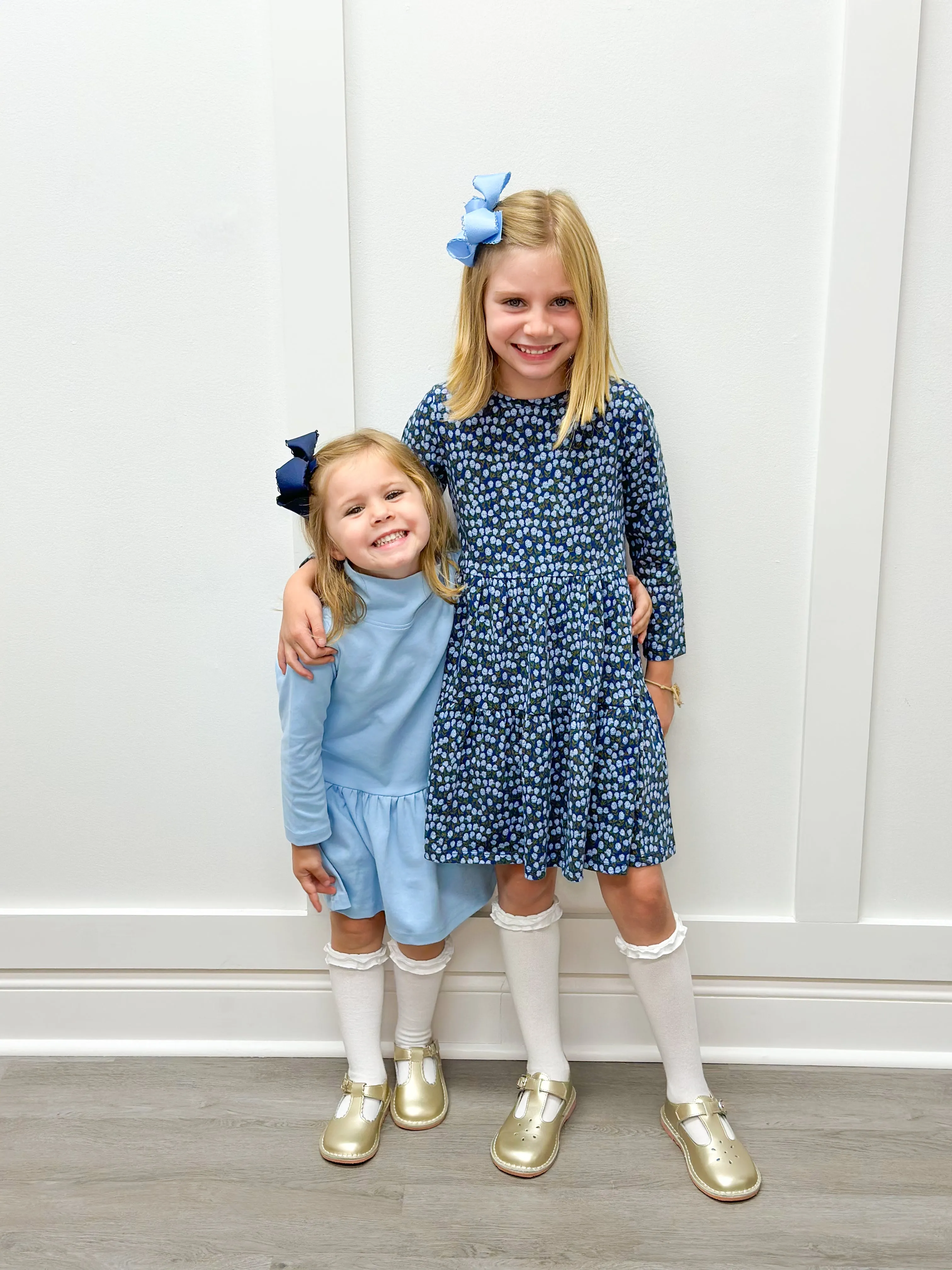 Girls Aria Turtleneck Dress - Ice Blue