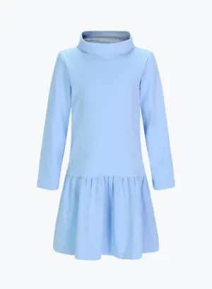 Girls Aria Turtleneck Dress - Ice Blue