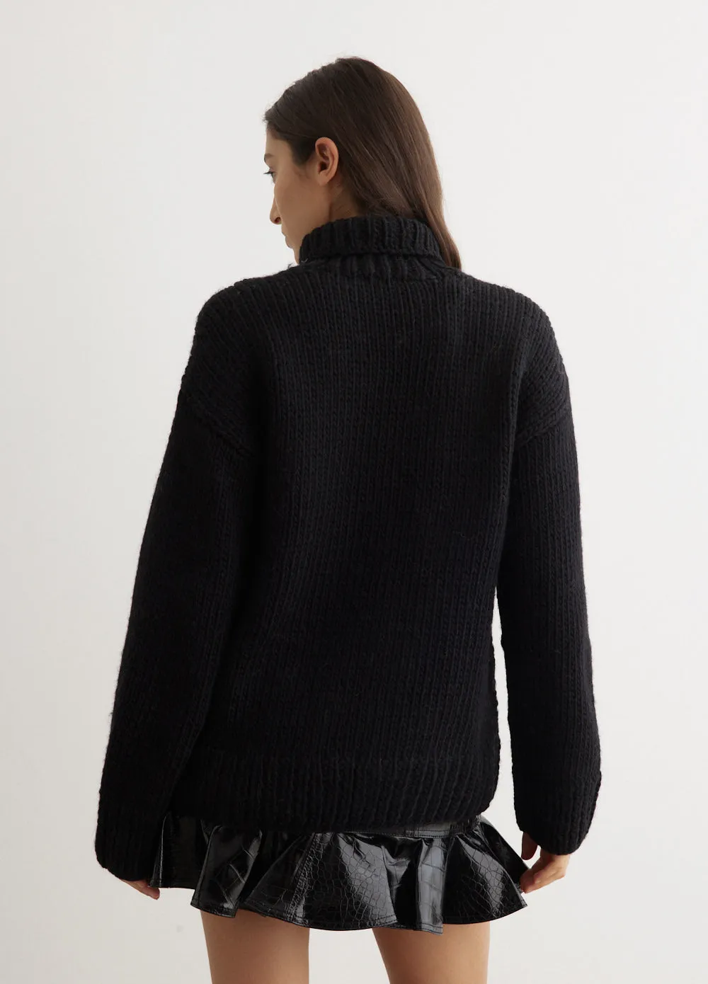 Graphic Wool Handknit Turtleneck