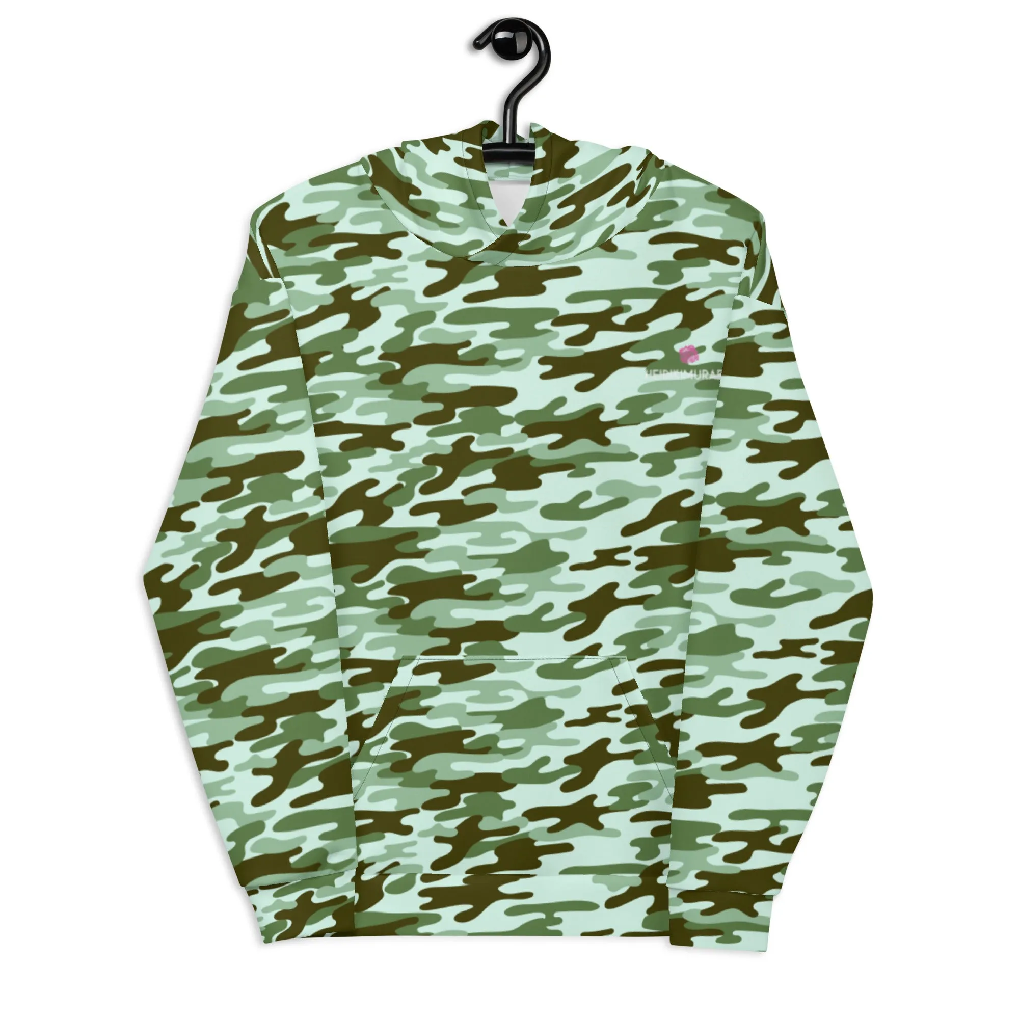 Green Camo Printed Unisex Hoodie, Camouflaged Army Military Print Best Men's or Women's Hoodies - Made in USA/EU/MX