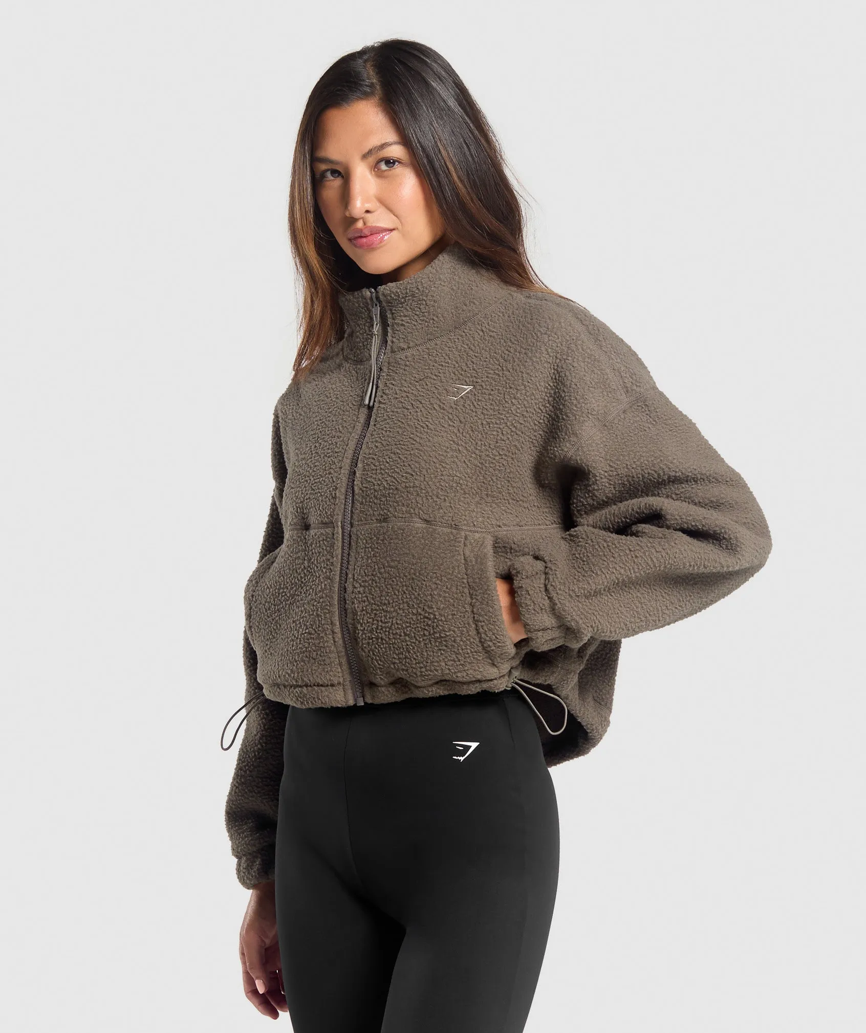 Gymshark Elevate Fleece Midi Jacket - Camo Brown