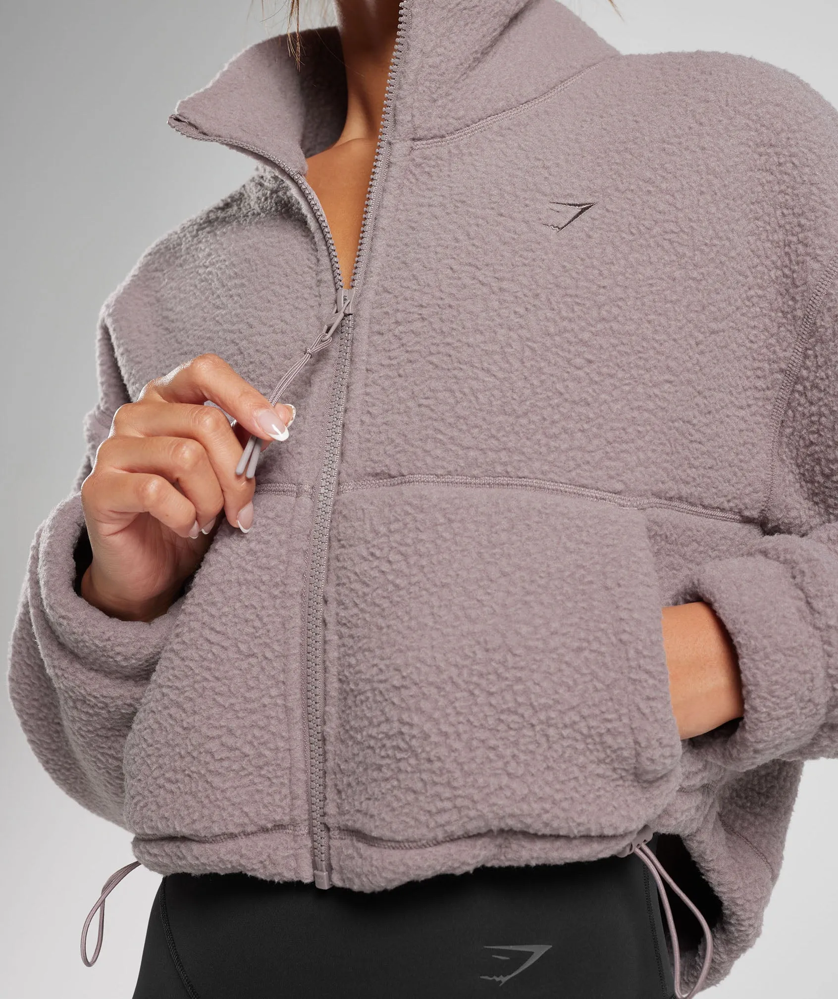 Gymshark Elevate Fleece Midi Jacket - Washed Mauve