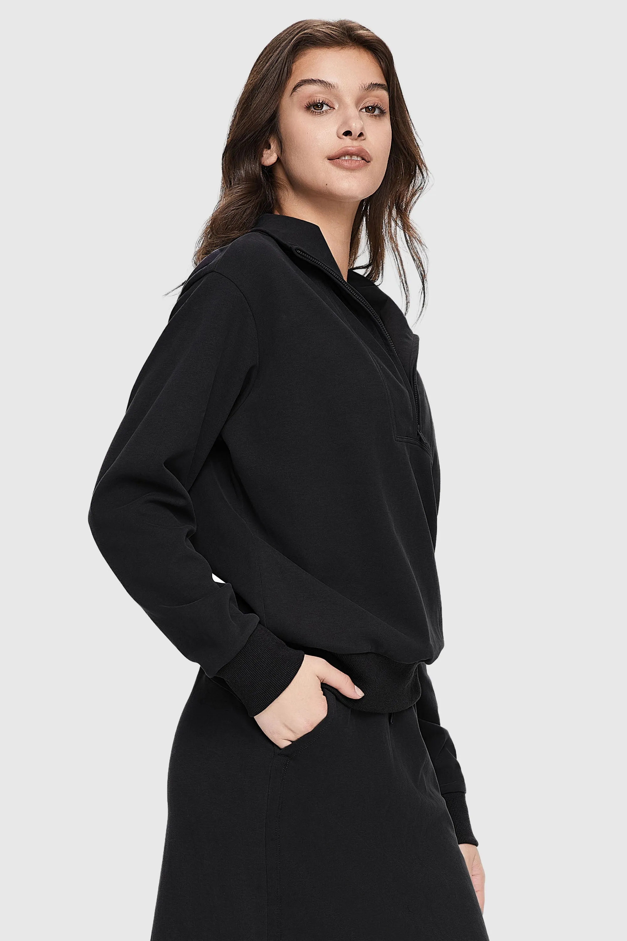 Half Zip High Neck Sweatshirt