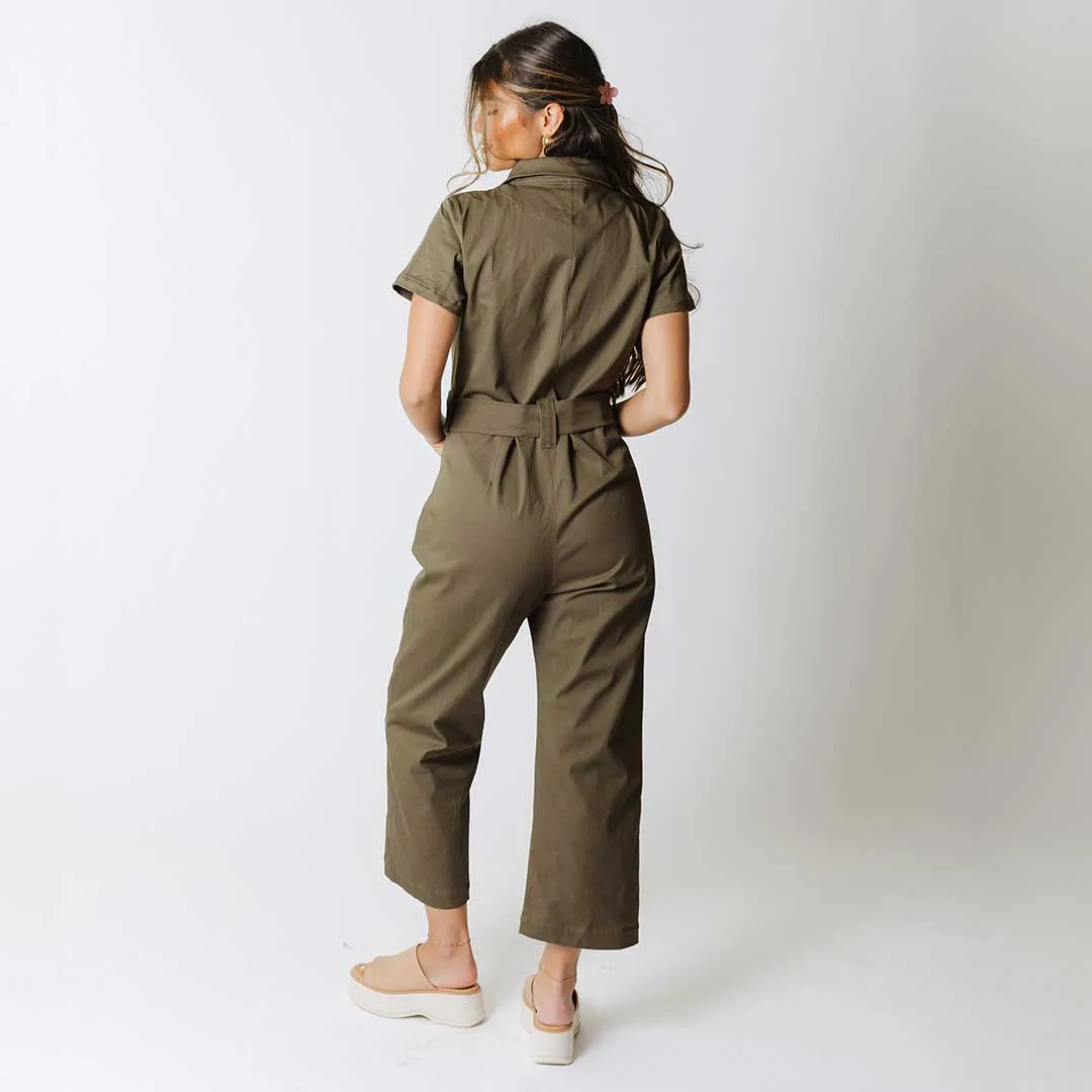 Hamptons Jumpsuit, Olive Canvas