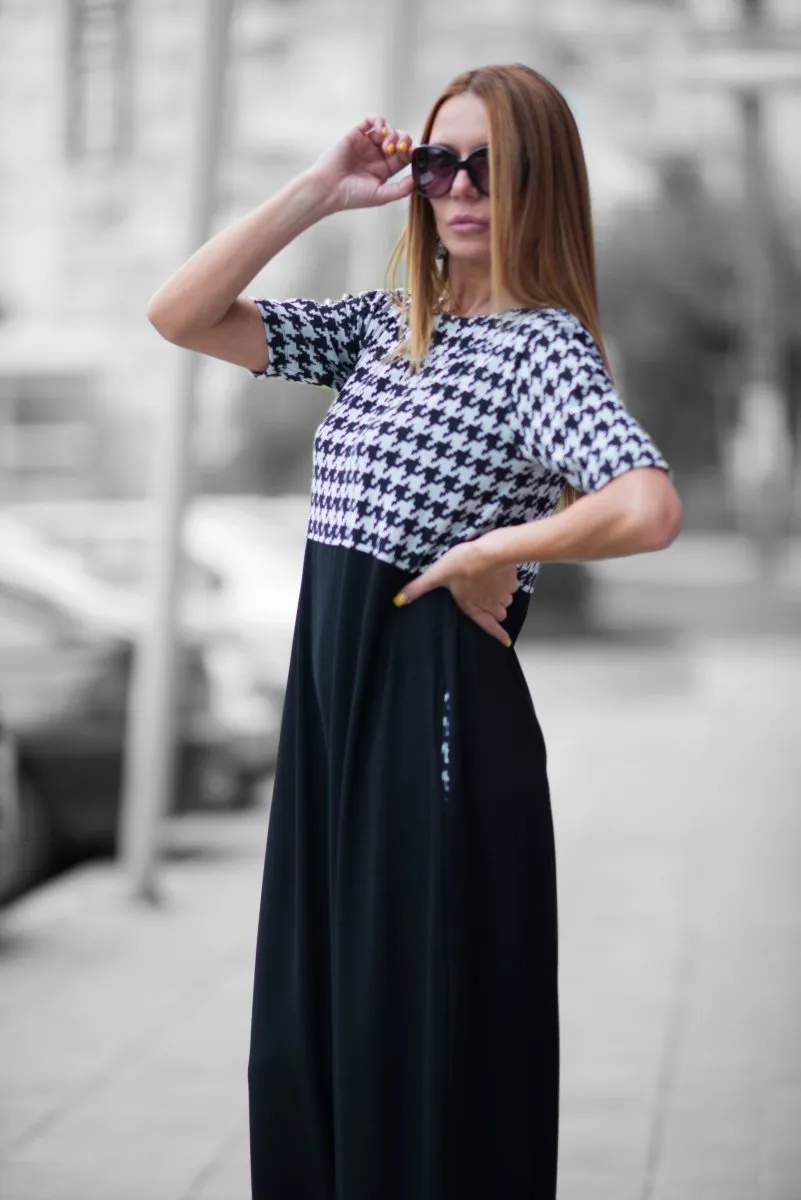 Houndstooth Cotton Jumpsuit VIKI