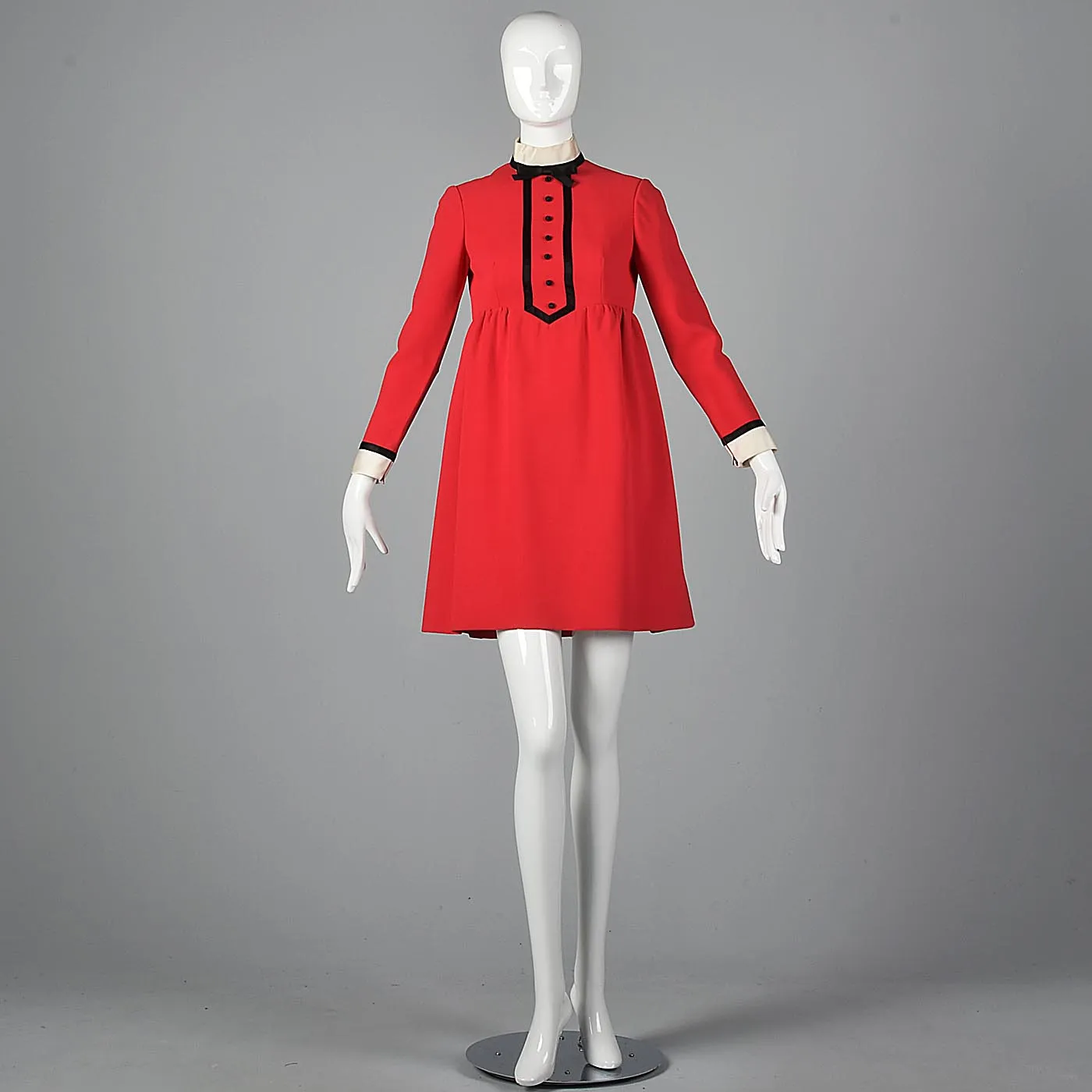 Iconic 1960s Geoffrey Beene Red Babydoll Tuxedo Mini Dress