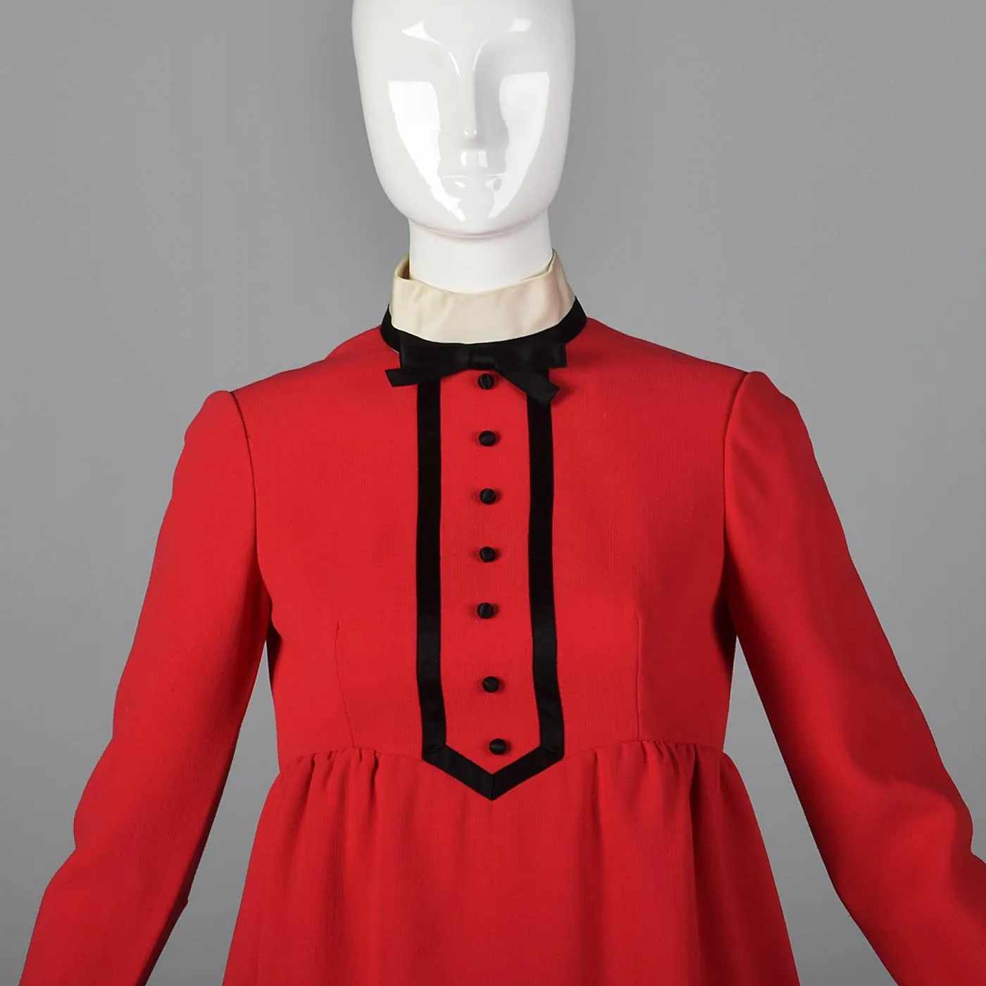 Iconic 1960s Geoffrey Beene Red Babydoll Tuxedo Mini Dress