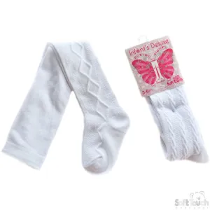 INFANTS PLAIN JACQUARD WHITE TIGHTS: T21-W