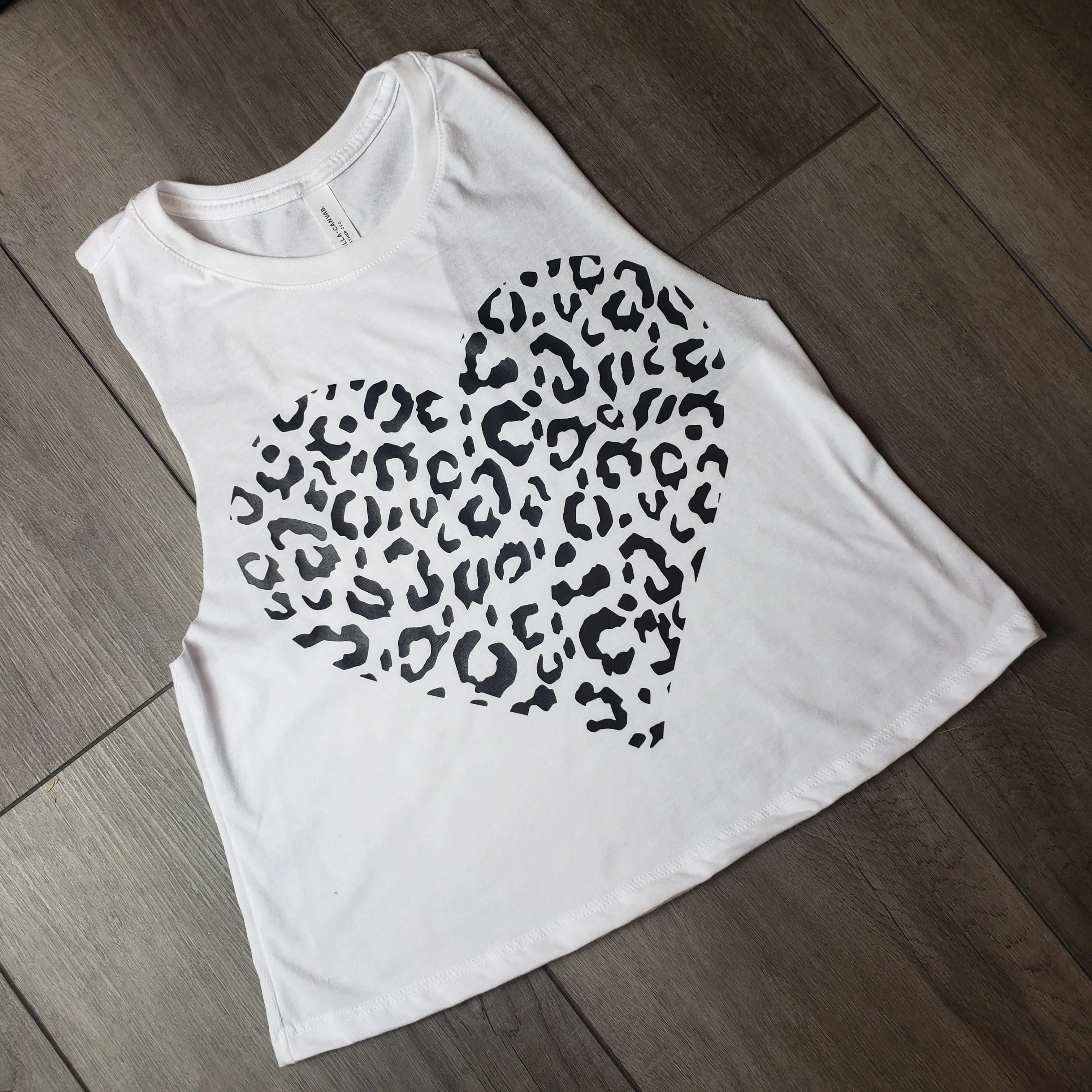 Leopard Heart Racerback Crop Top