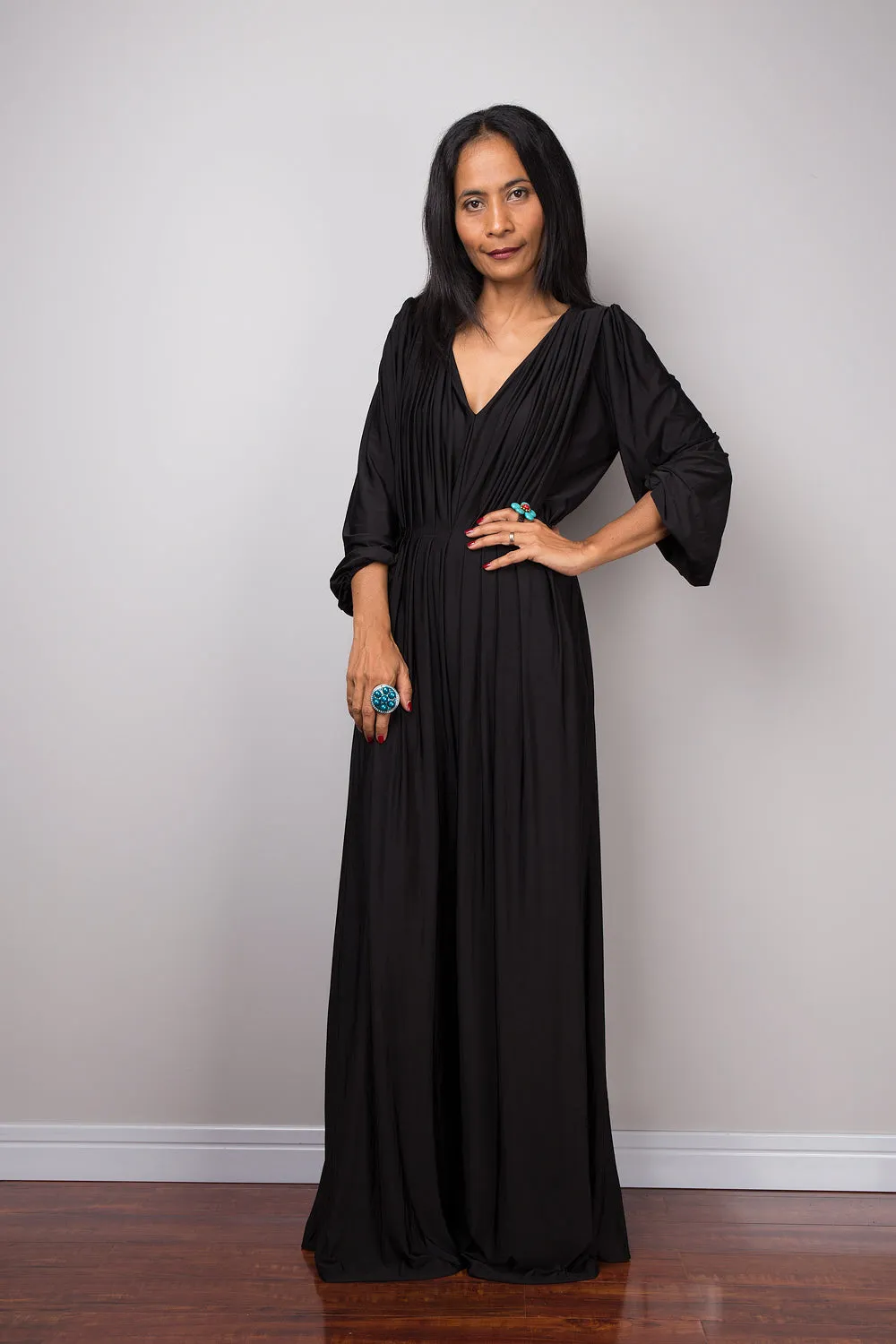 Long sleeved black jumpsuit