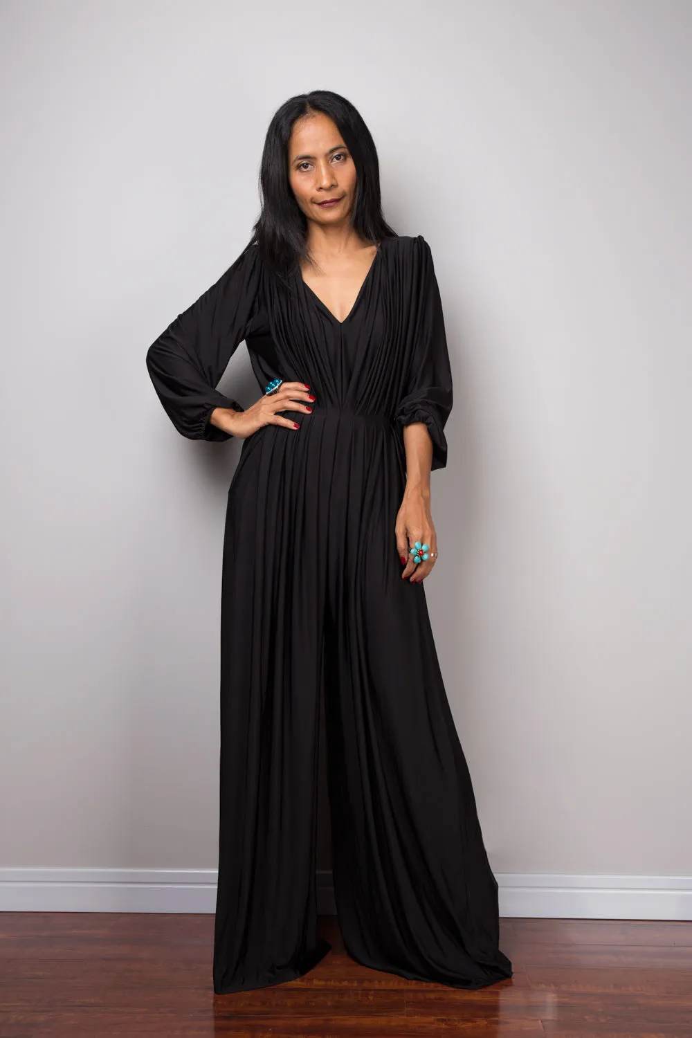 Long sleeved black jumpsuit