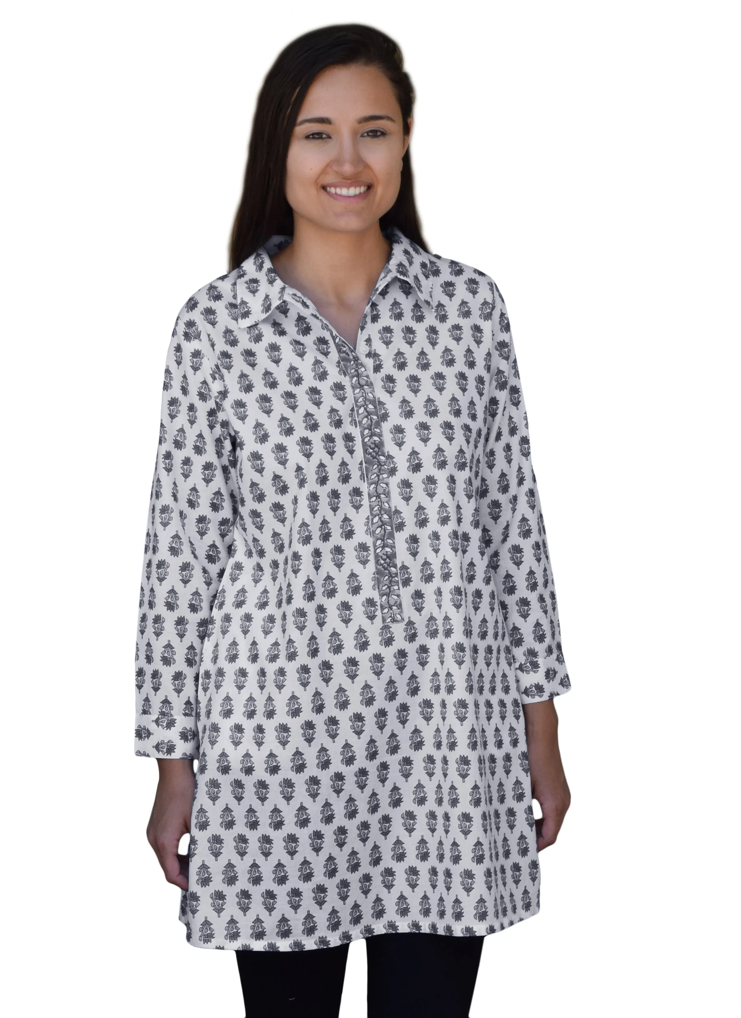 Madhuri Block Print Style Pure Cotton Shirt Tunic