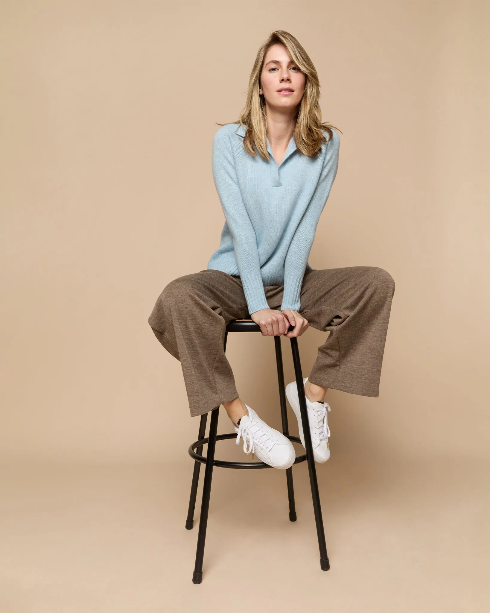 Maura Pull-On Pant in Heather Mink Wool Interlock