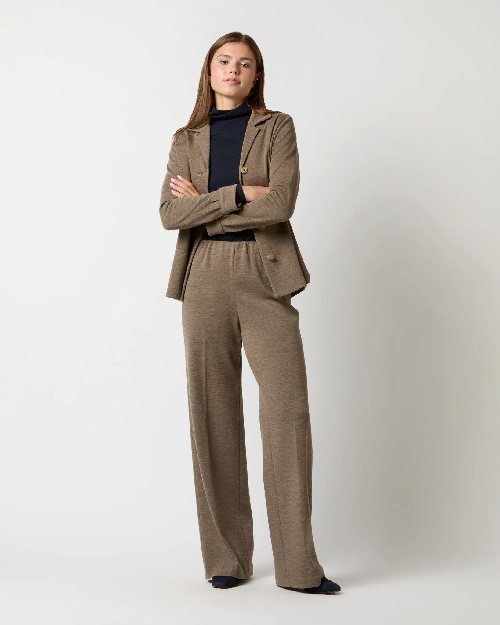 Maura Pull-On Pant in Heather Mink Wool Interlock