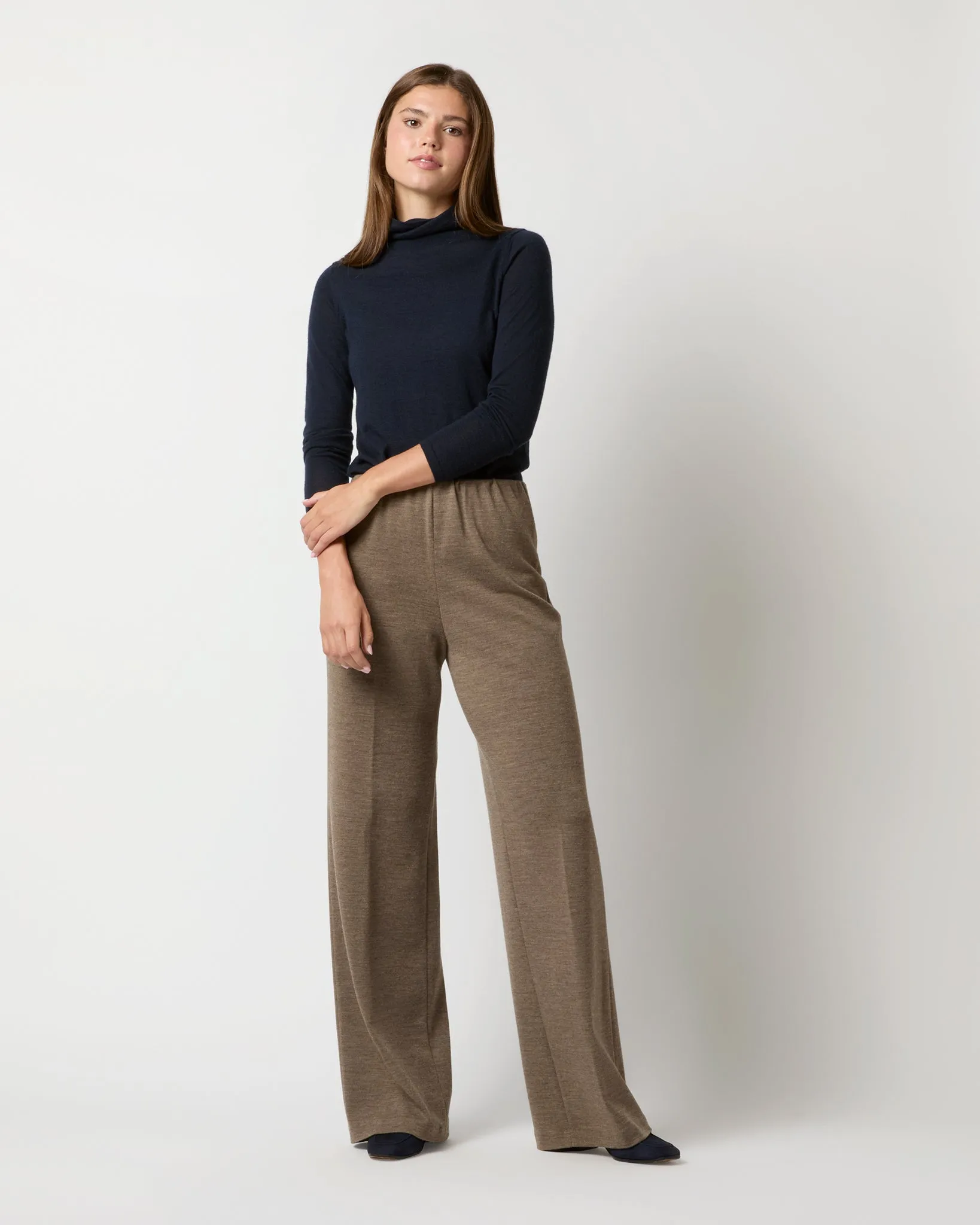 Maura Pull-On Pant in Heather Mink Wool Interlock