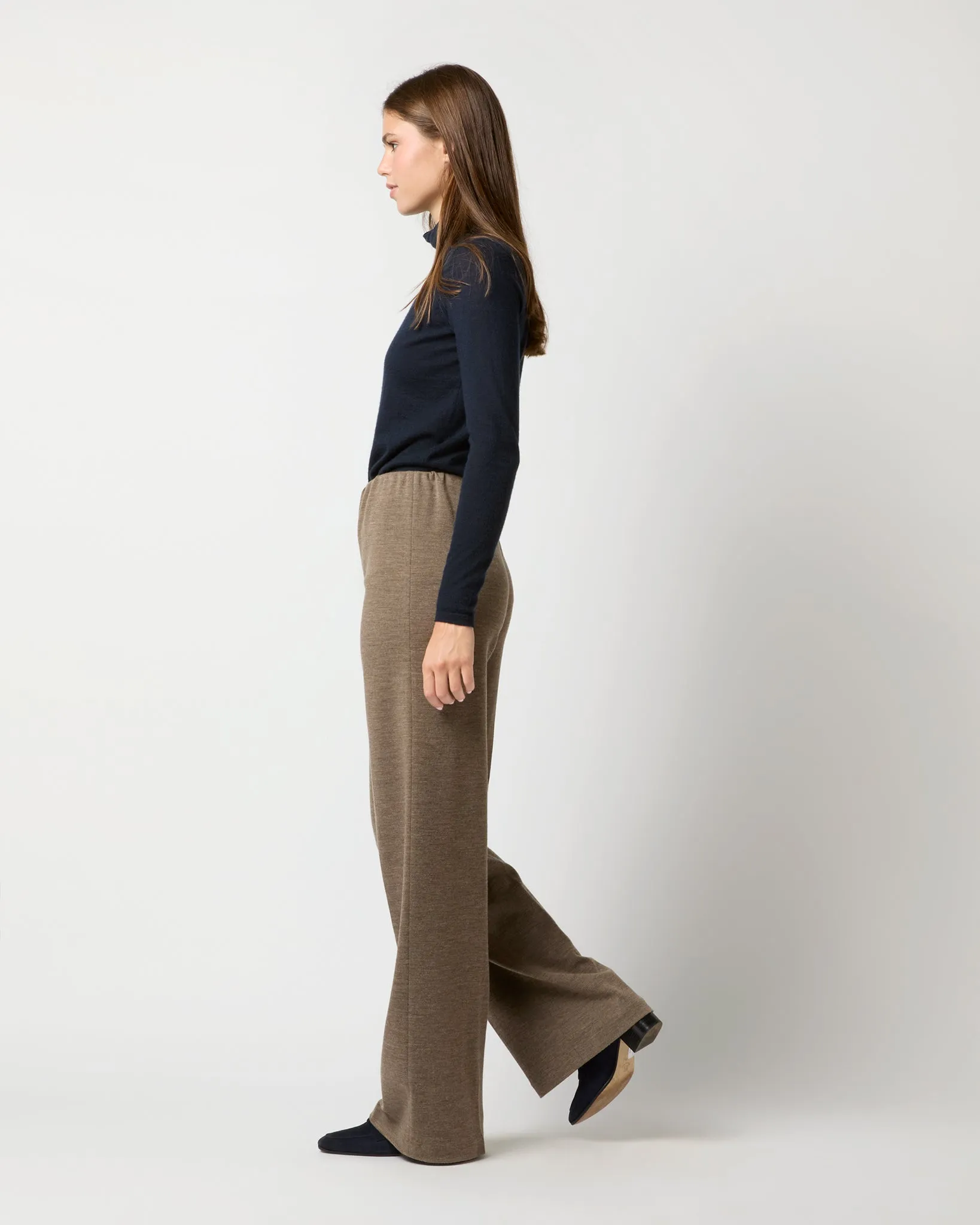 Maura Pull-On Pant in Heather Mink Wool Interlock