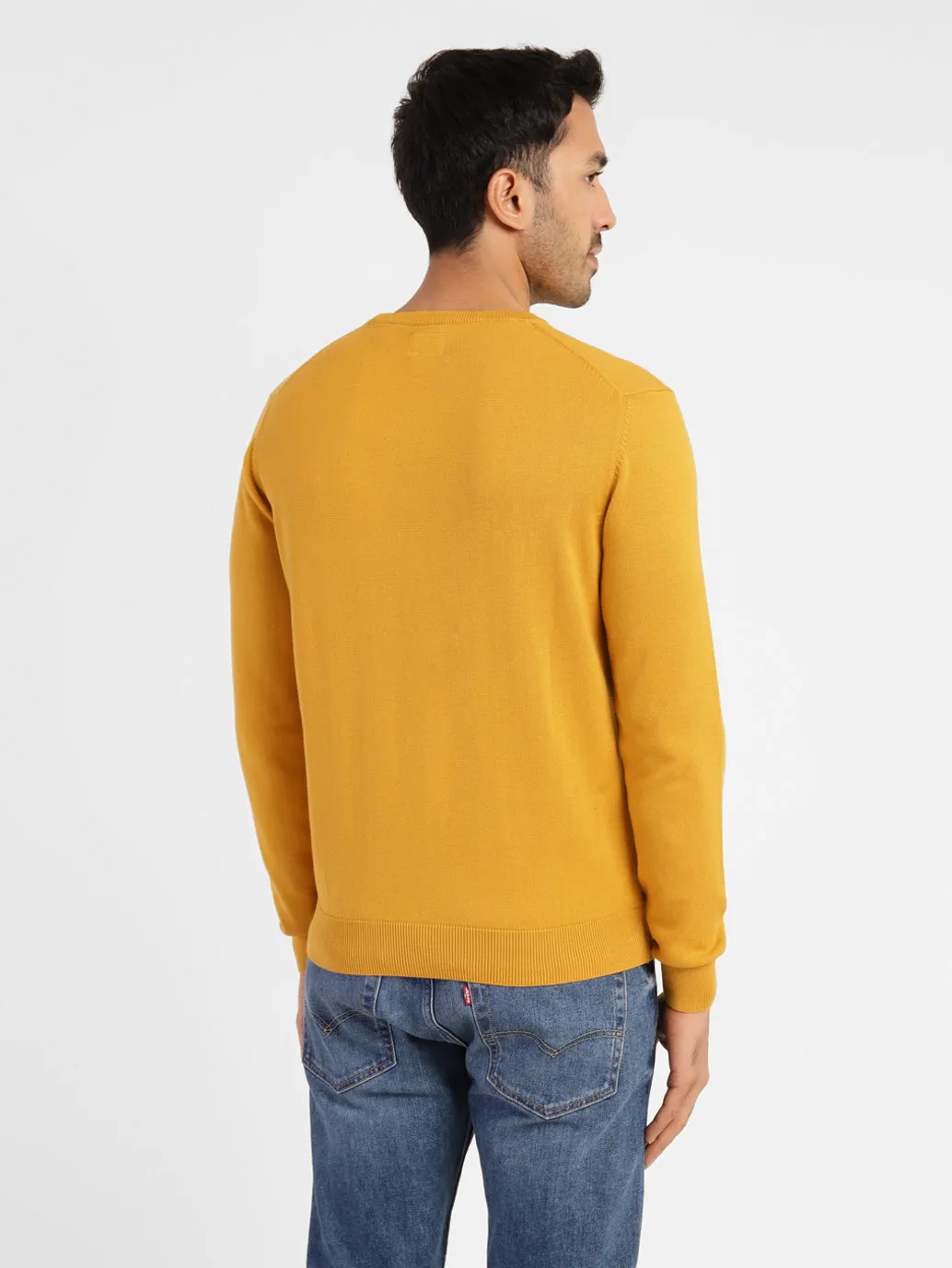 Men's Brand Logo Crew Neck Sweater Yellow