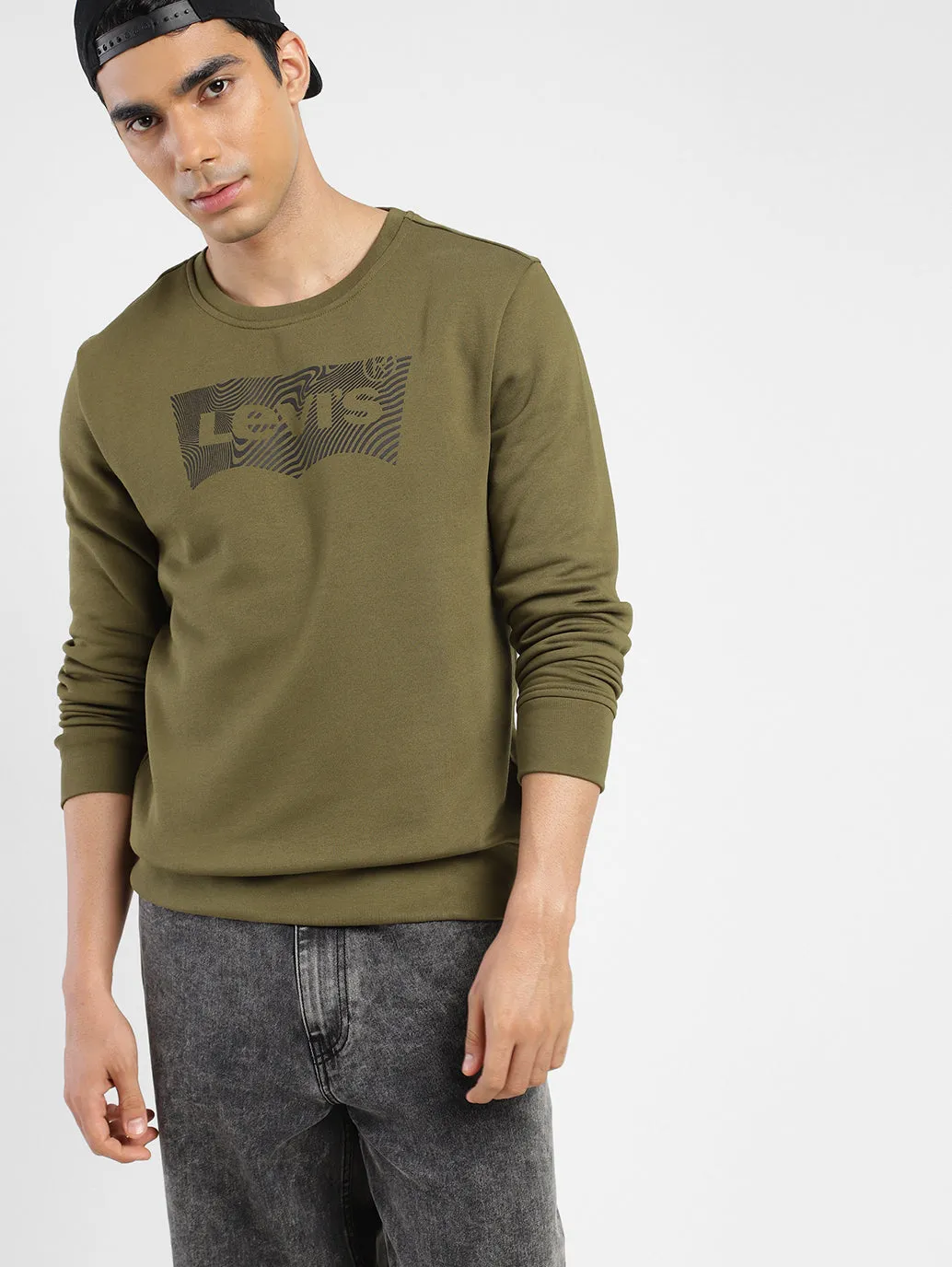 Men's Brand Logo Crew Neck Sweatshirt Green