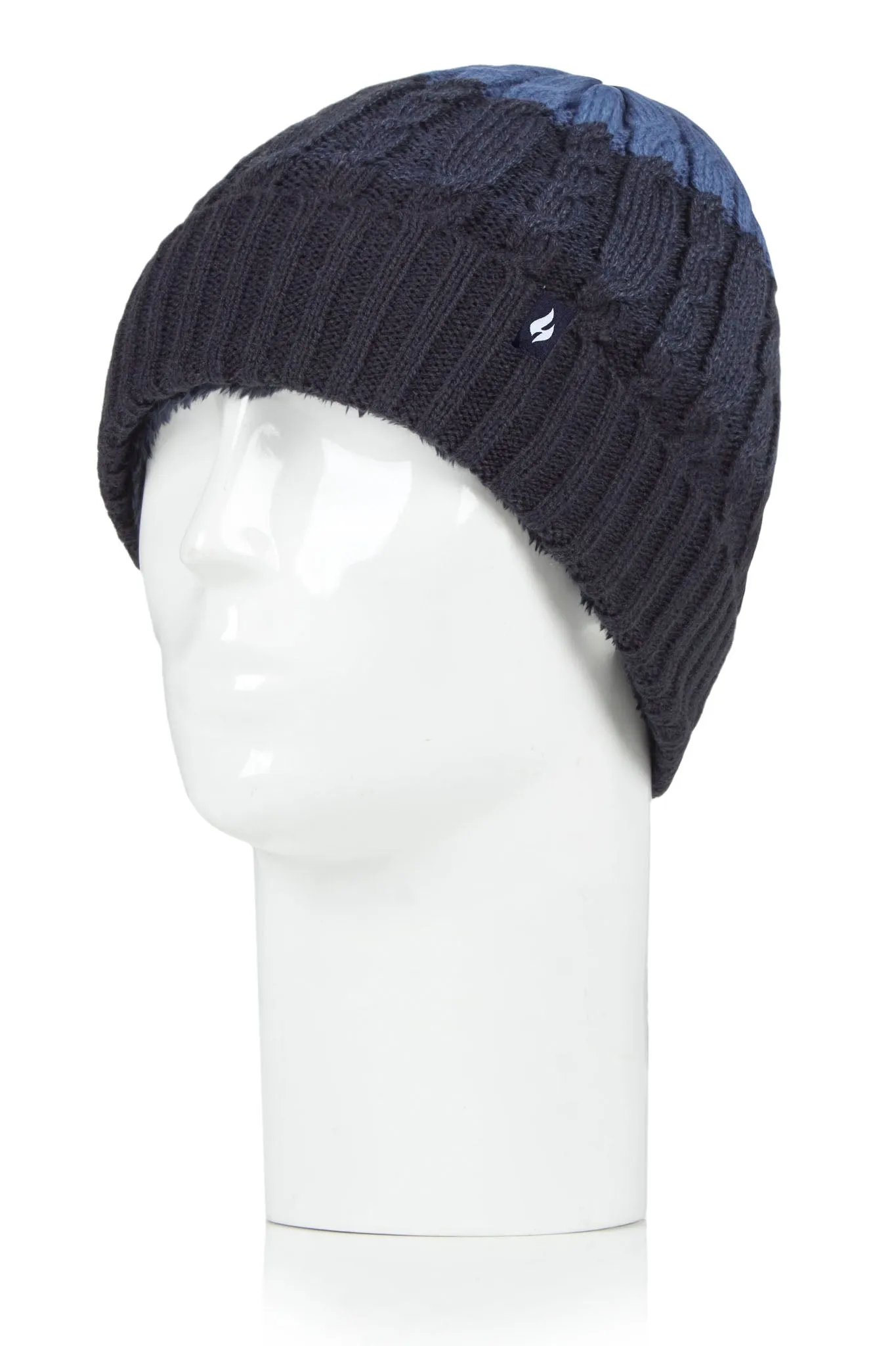 Men's Mavis Three-Tone Cable Knit Roll Up Hat