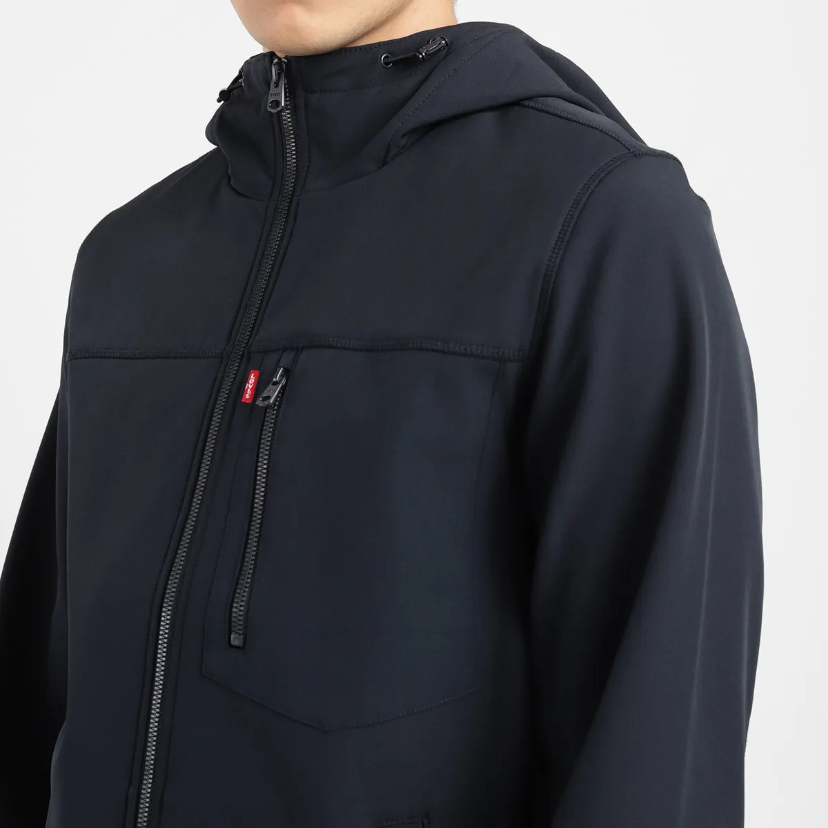 Men's Solid Navy Hooded Tailored Jacket