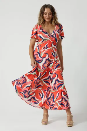 Mica Maxi Dress in Red Lotus