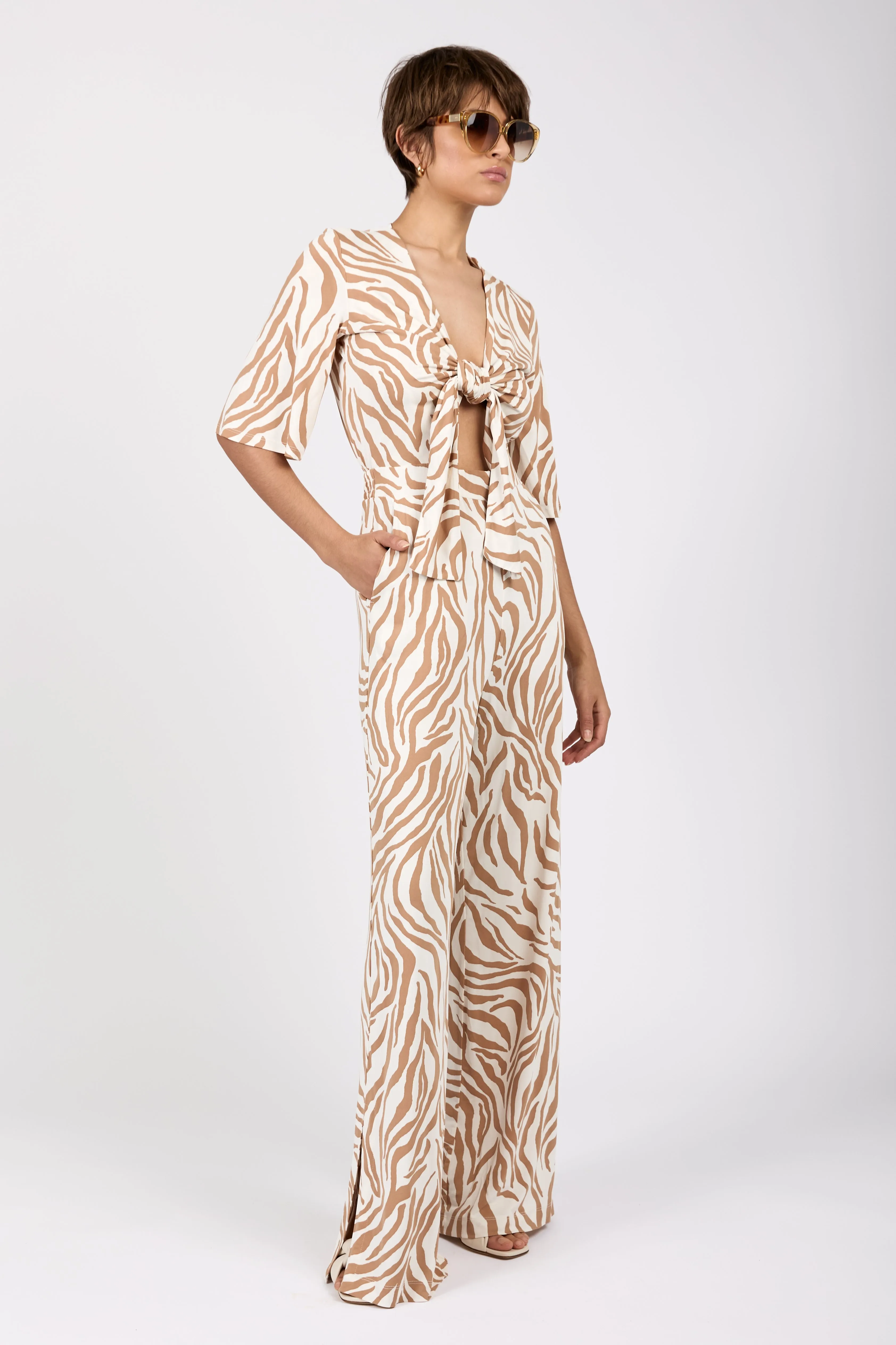 Papiri Jumpsuit Overall in Beige Zebra