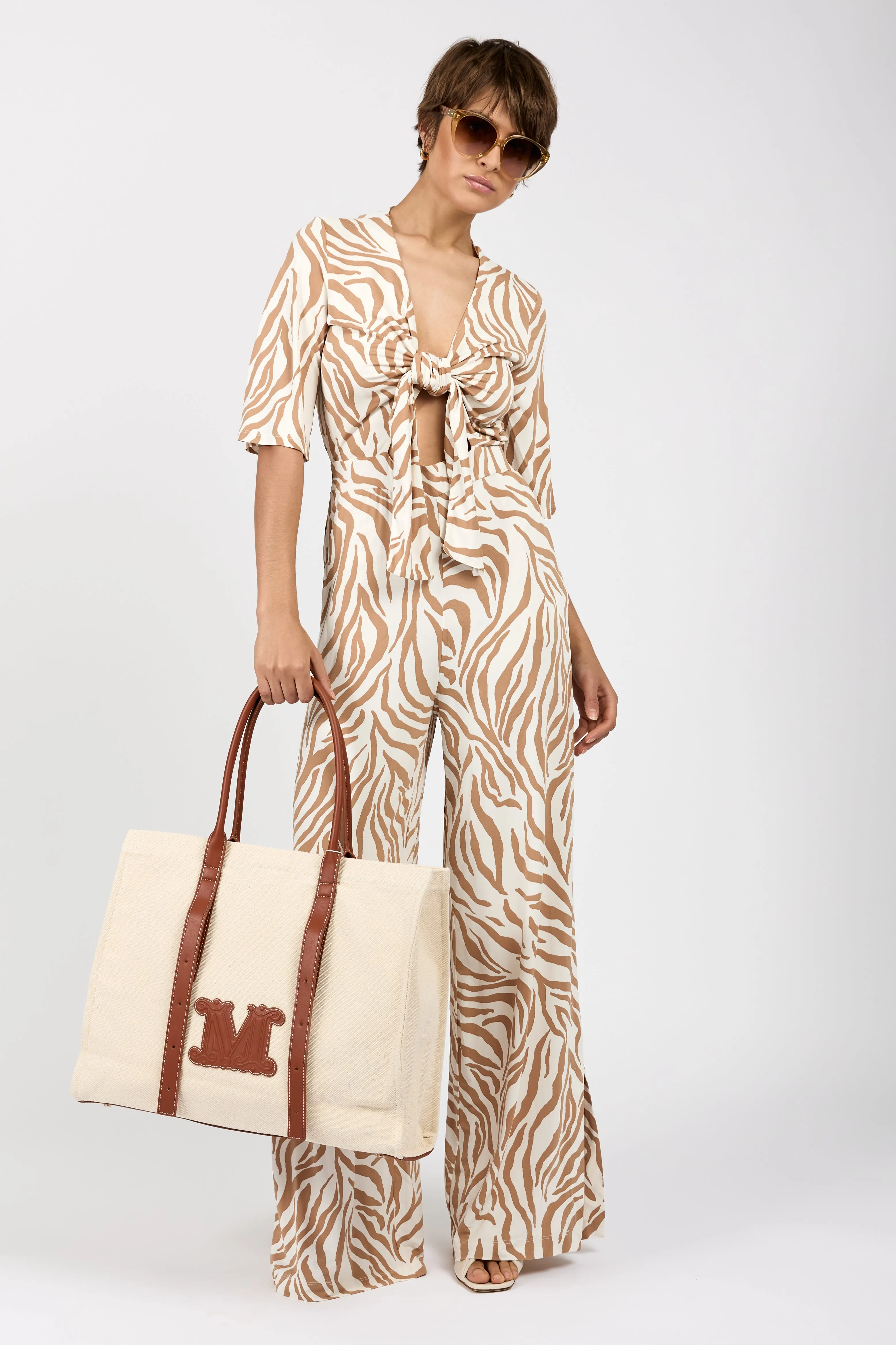 Papiri Jumpsuit Overall in Beige Zebra