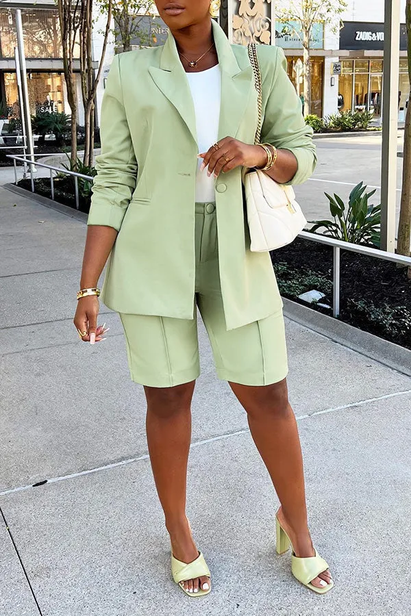 Peak Collar Top & Tailored Shorts Suit