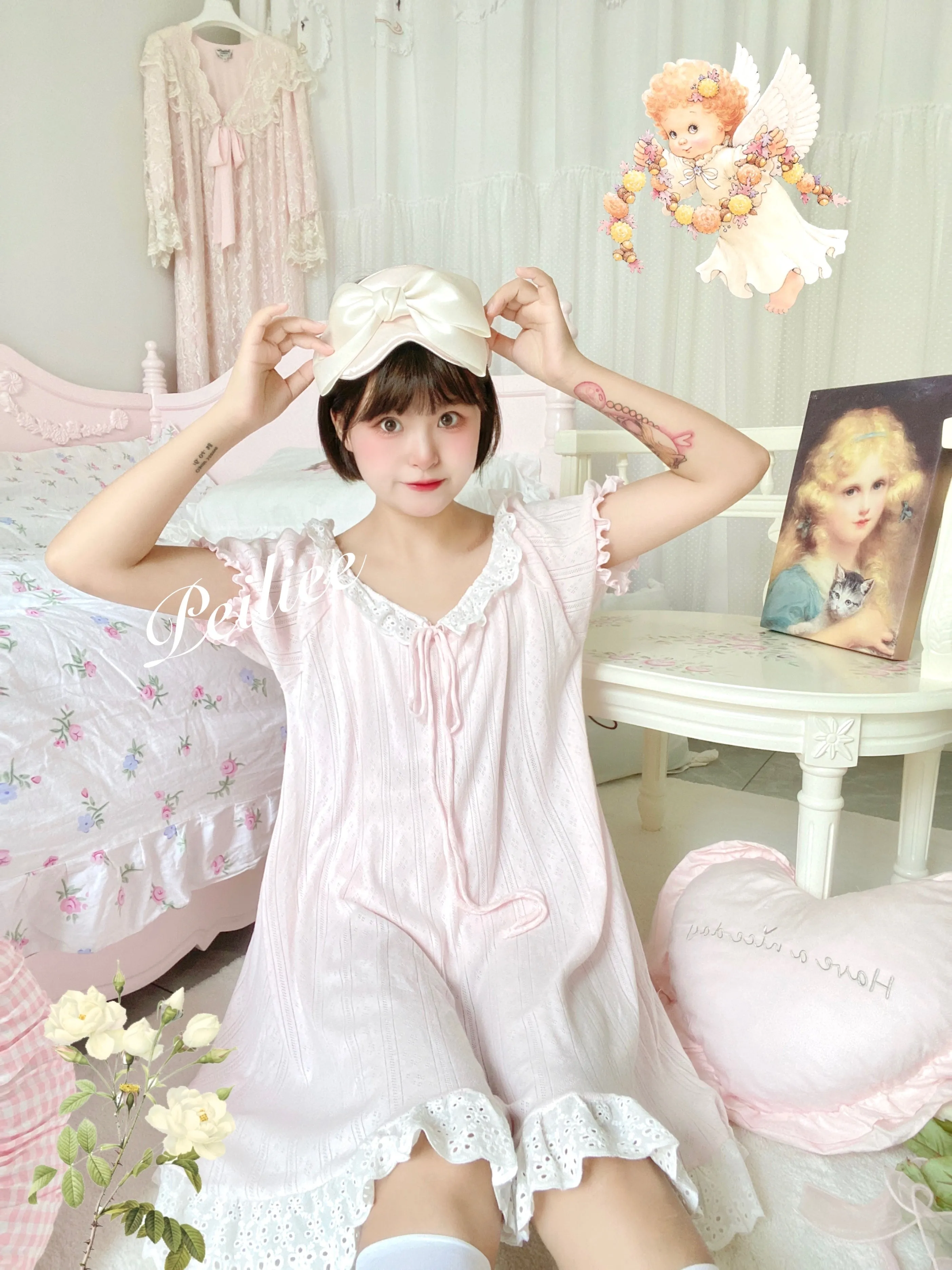 [Peiliee Design] Love is two hearts as one cotton sleepwear loungewear dress Christmas