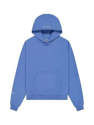 Prior Embroidery Logo Oversized Cropped Hoodie Faded Azure