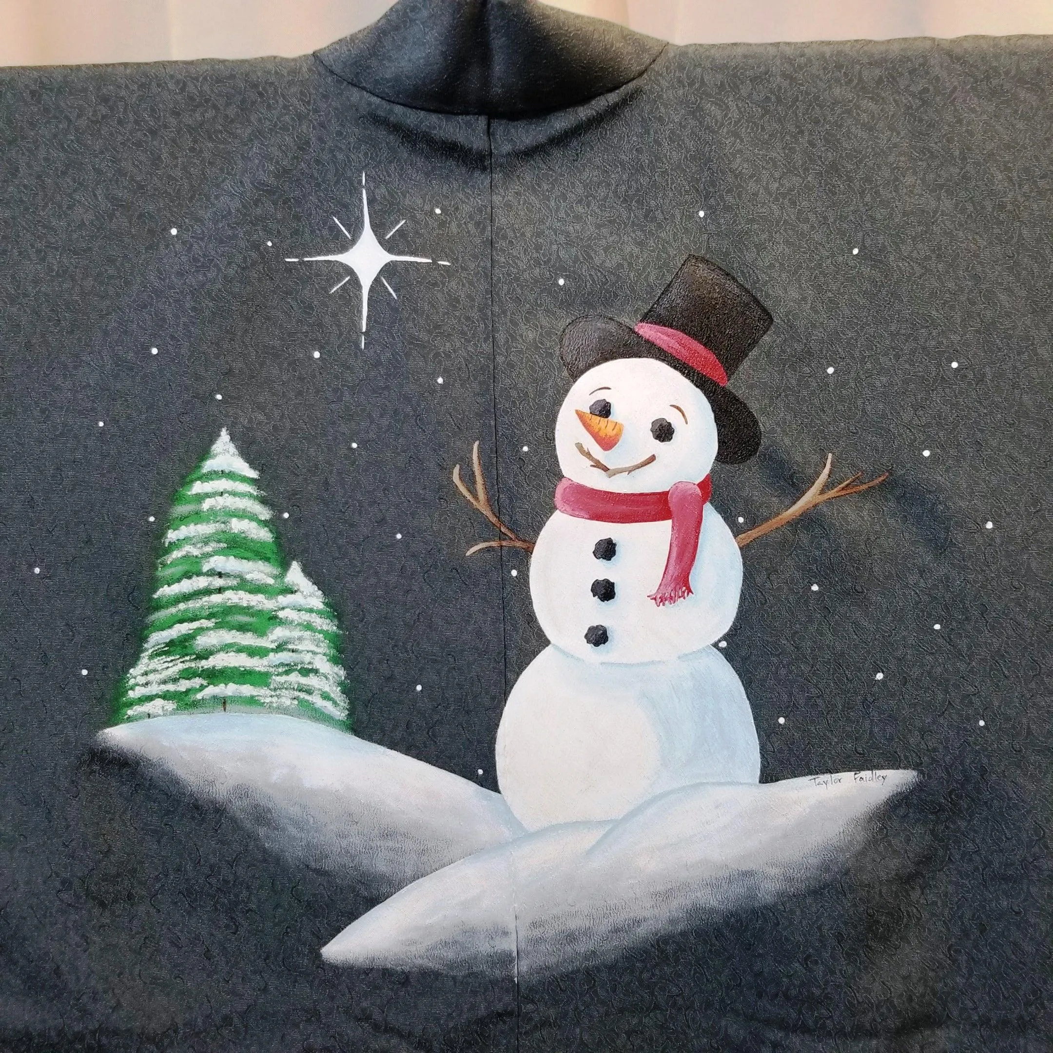 "Snowman" Vintage Painted Haori