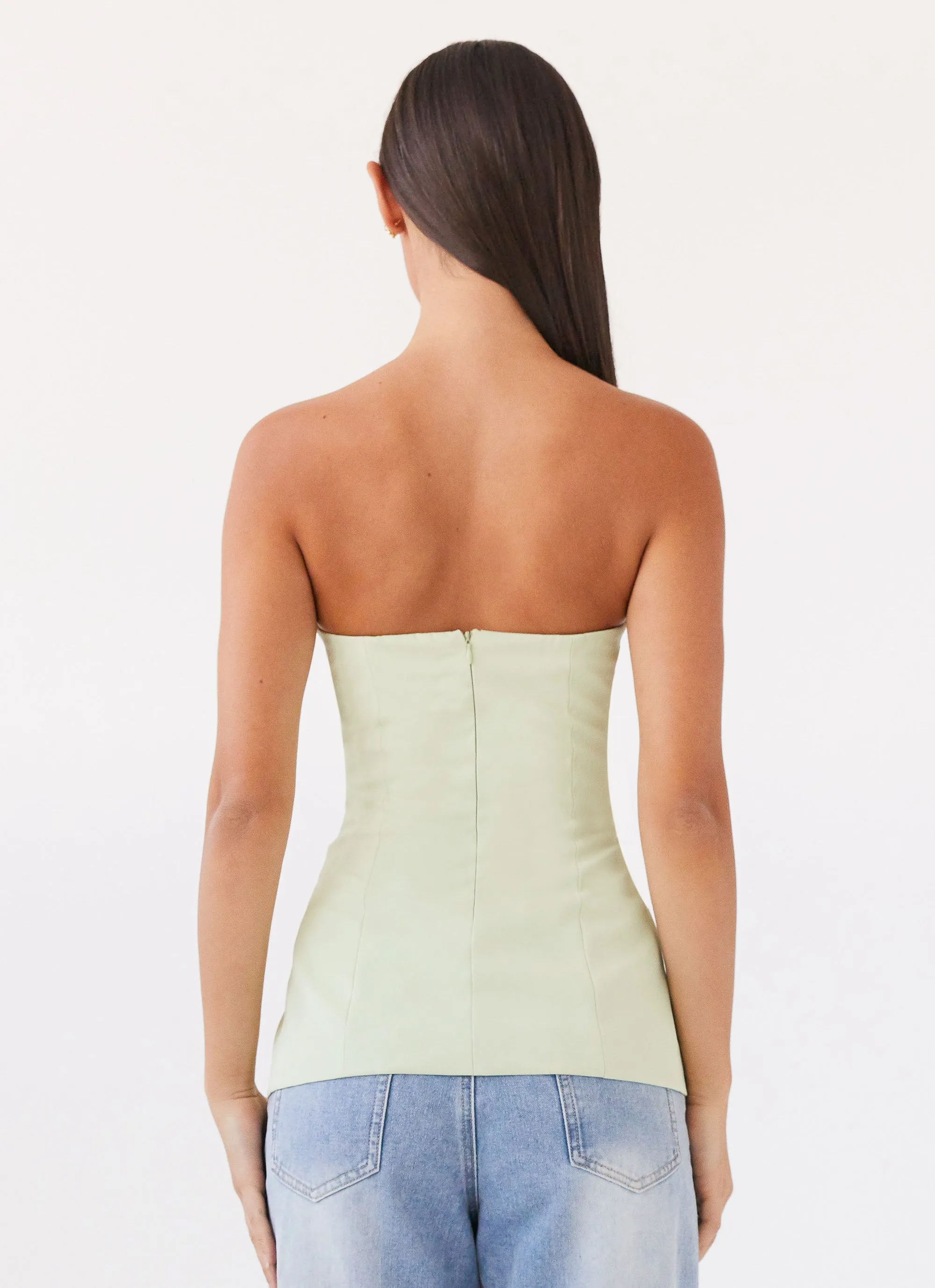 Riveria Tailored Strapless Top - Green Zest